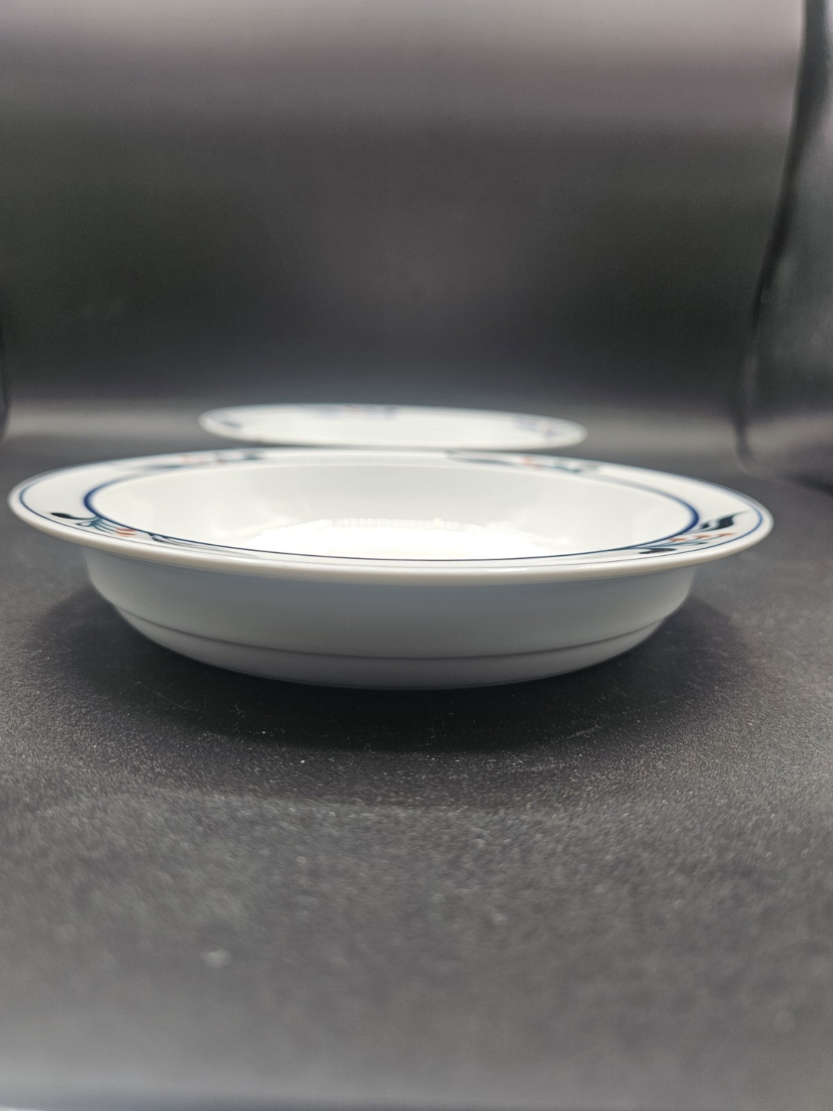 2 Dansk Bistro Maribo Portugal 7 7/8″ Rim Soup Bowl DANMARI Red Berries Blue