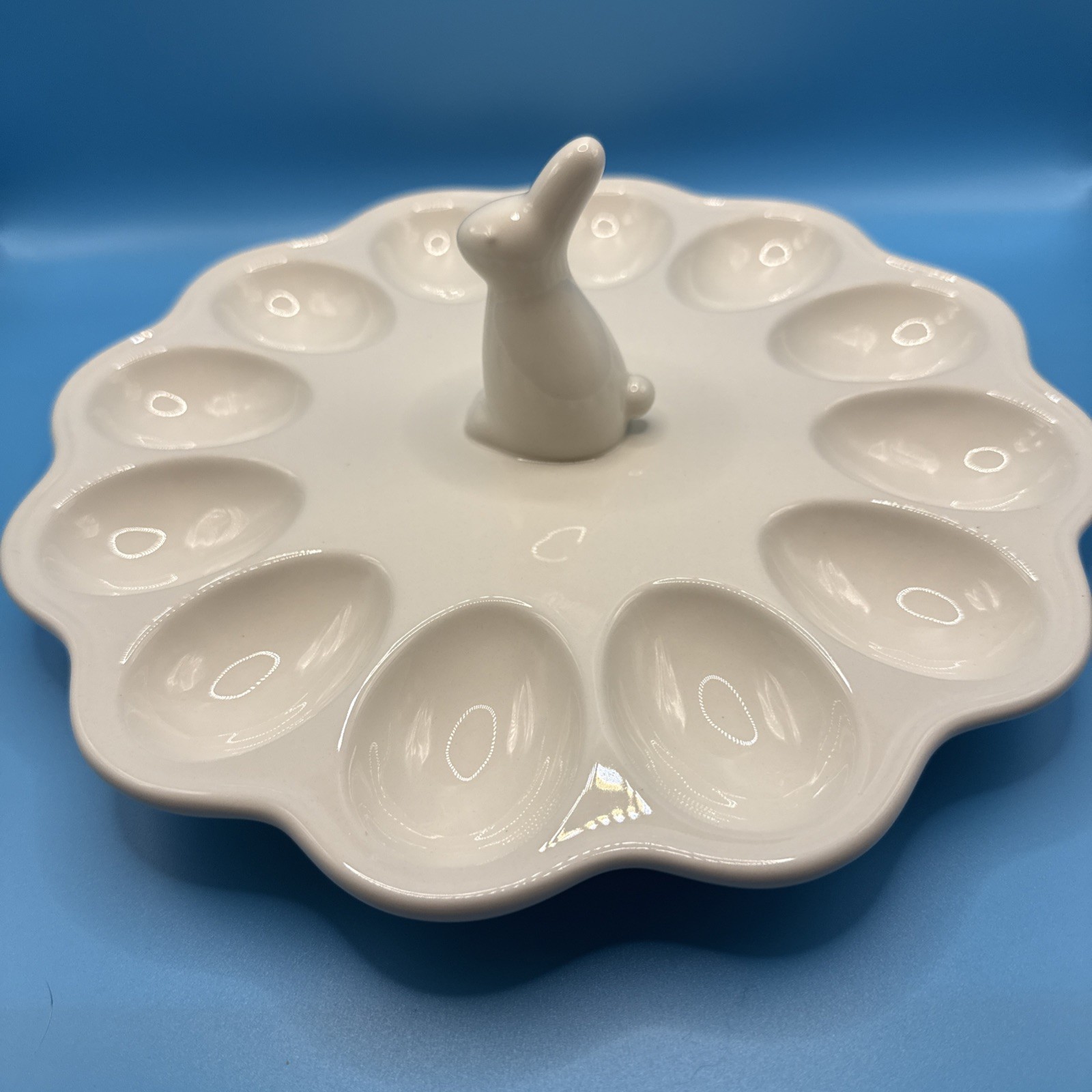Easter Deviled Egg Round Serving Plate Platter Tray Dish Bunny Rabbit