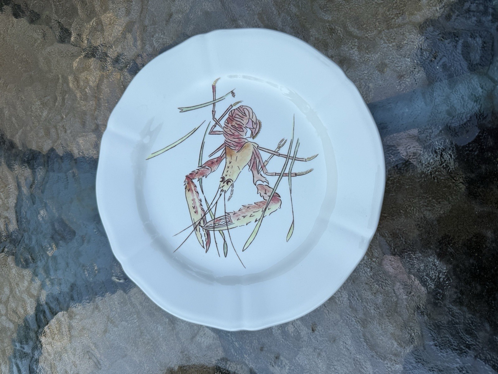 Gien Grands Crustaces 9” Salad Scalloped Plate Set Shellfish France 2015 Set-6