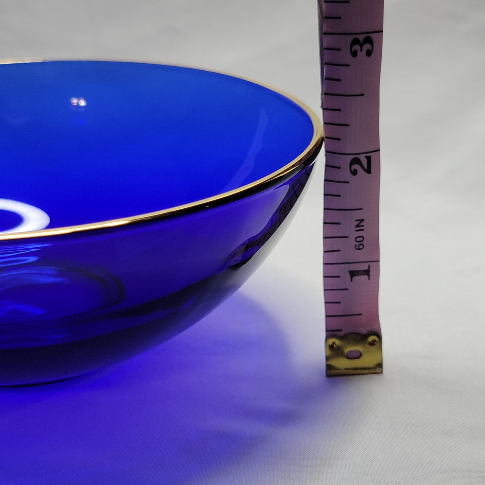 Medici Cobalt Blue mouth Blown Bowls Gold Rim 5.5″ 24k gold rim Lot of 5