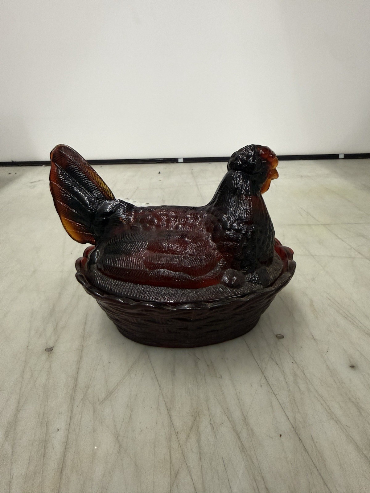Vintage Indiana Glass Ruby Red Hen on Nest Dish 7”