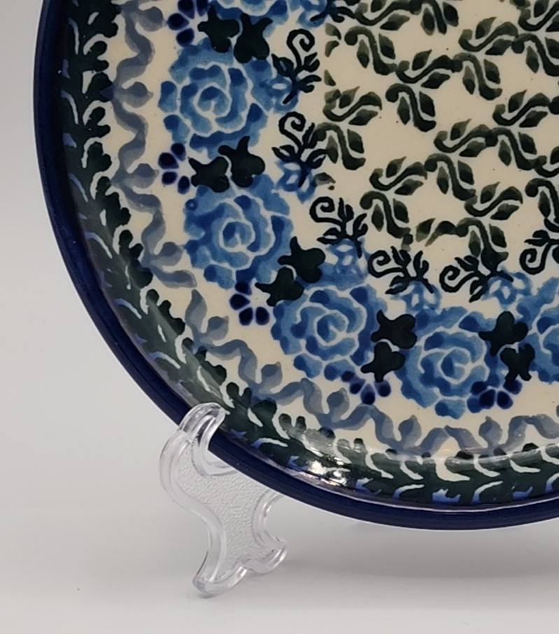 Unikat Boleslawiec Polish Pottery Blue Roses 6 1/4″ Diameter Teresa Liana