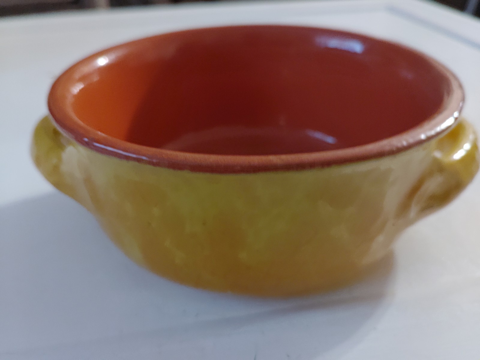 Authentic Italian Soup Bowl Yellow Hammered Look Finish 5.5″ Diameter 2.5″ High