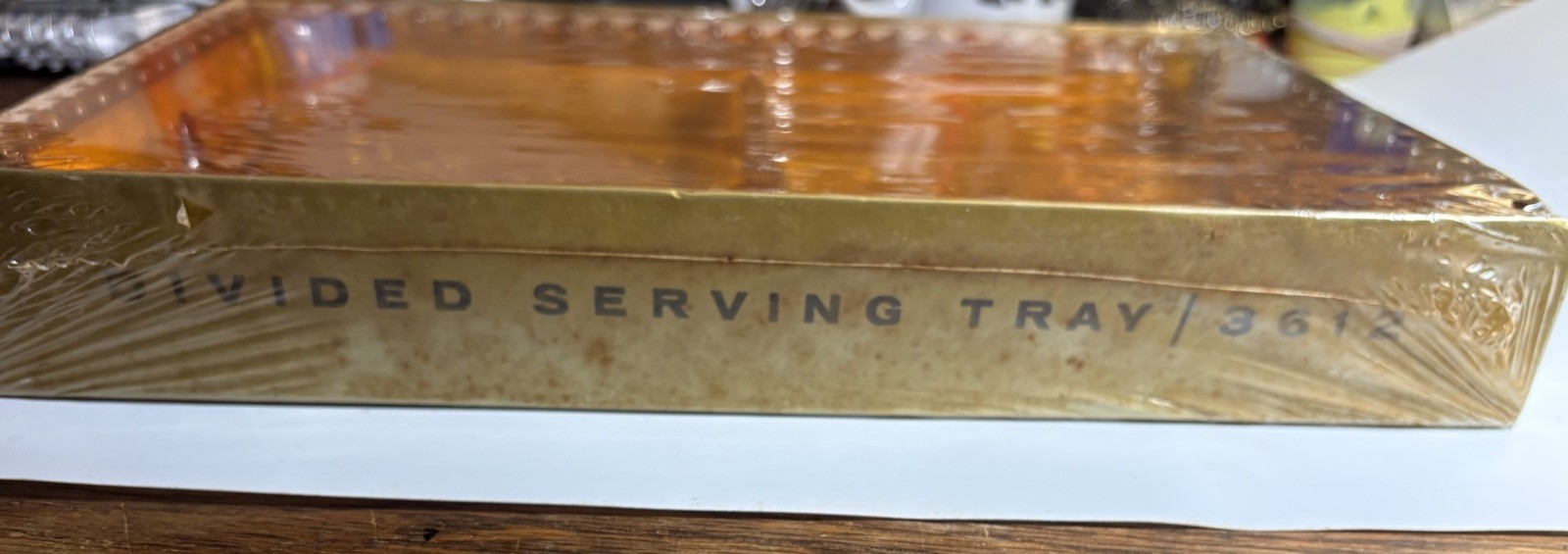 Jeannette Glass Amber Divided Tray Crystal Classics 3612 Original Box~NOS