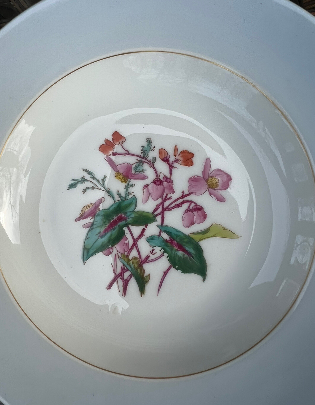 Haviland & Co Set of 4 Soup Bowls Blue Rim Floral Pattern Limoges France