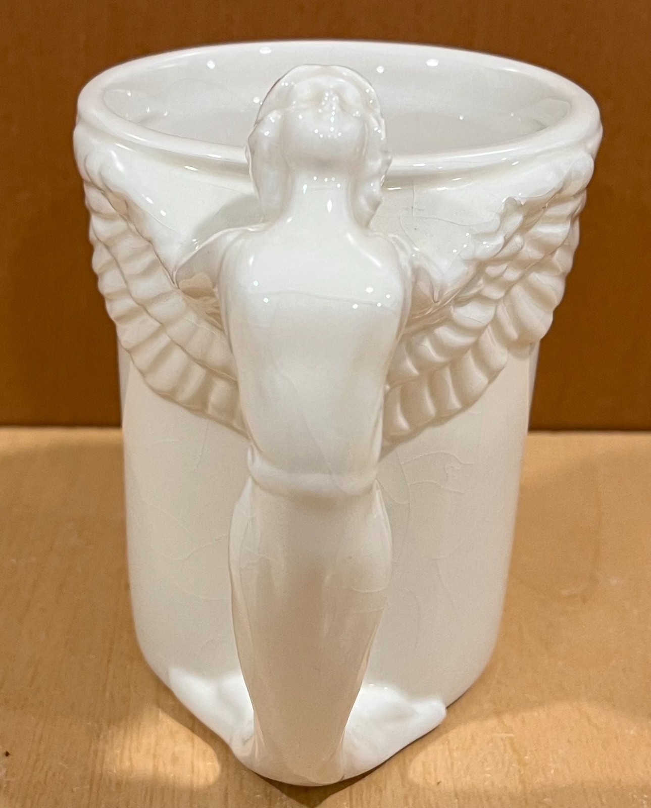 Angel Mug Set of 2 1994 McConnell Talus White Raised Design Wings