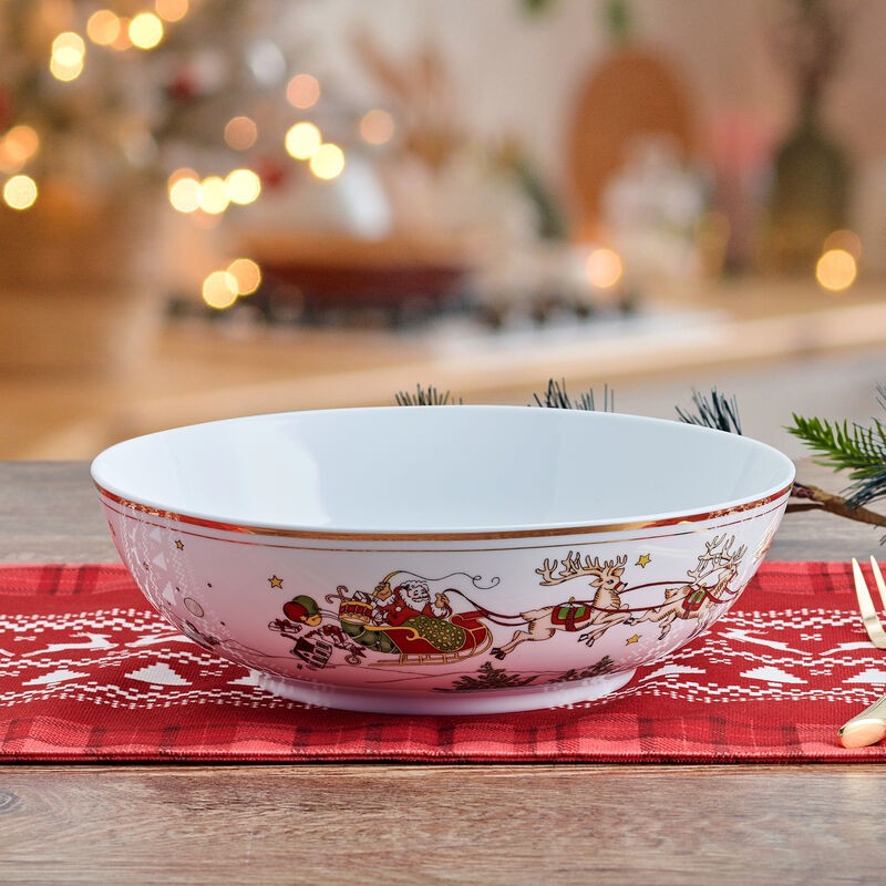 Fitz & Floyd St. Nicholas 9.25″ Round Porcelain Serving Bowl
