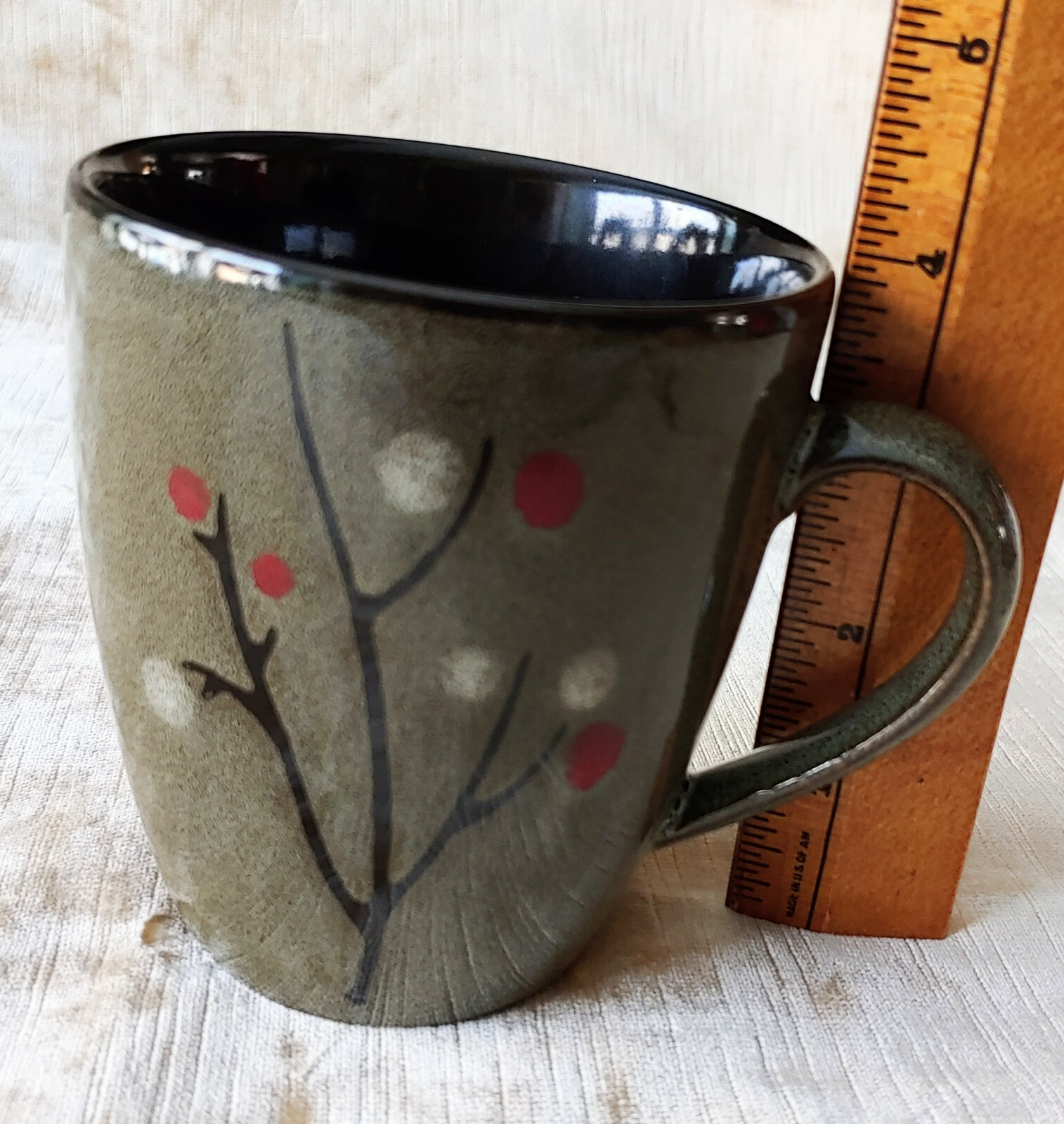 7 Sango CERAMIC MUGS “Blossom Black” 4763 Contemporary Original