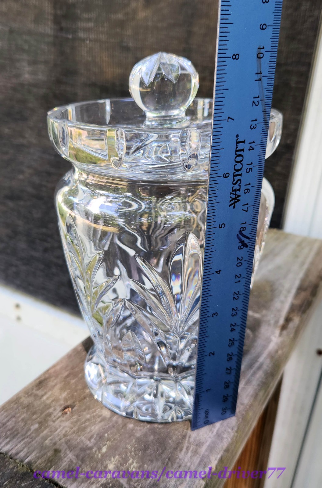 Marquis WATERFORD CRYSTAL Canterbury 8″ BISCUIT BARREL Candy Cookie Jar w/Lid
