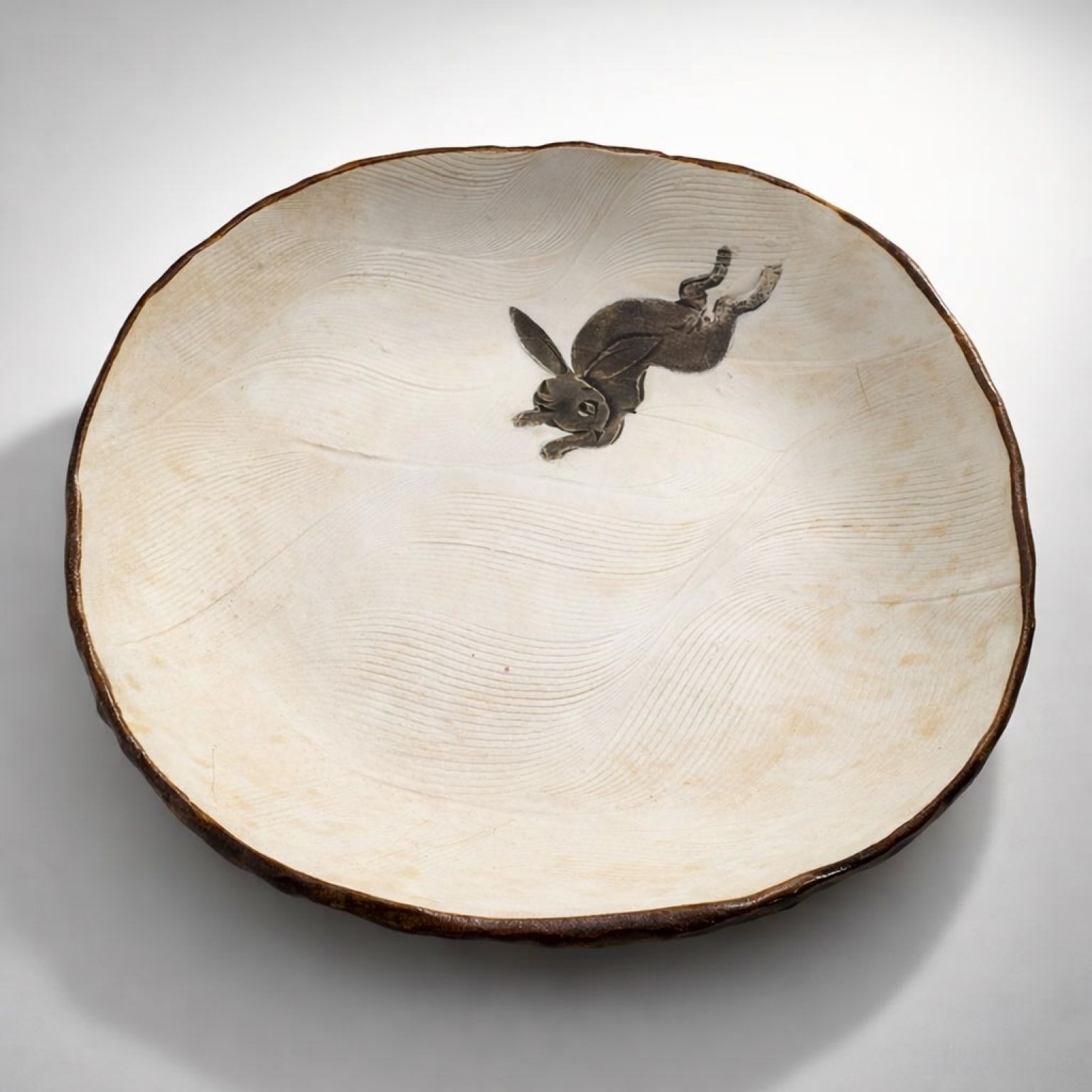 Handmade Ceramic Rabbit Hare Dish Asymmetrical Porcelain Stoneware