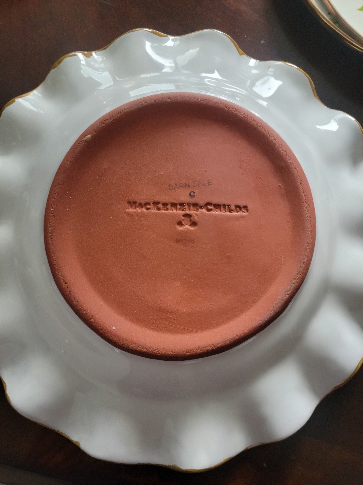 Mackenzie Child’s Courtly Check Scallopped Ceramic Dinner Plate New