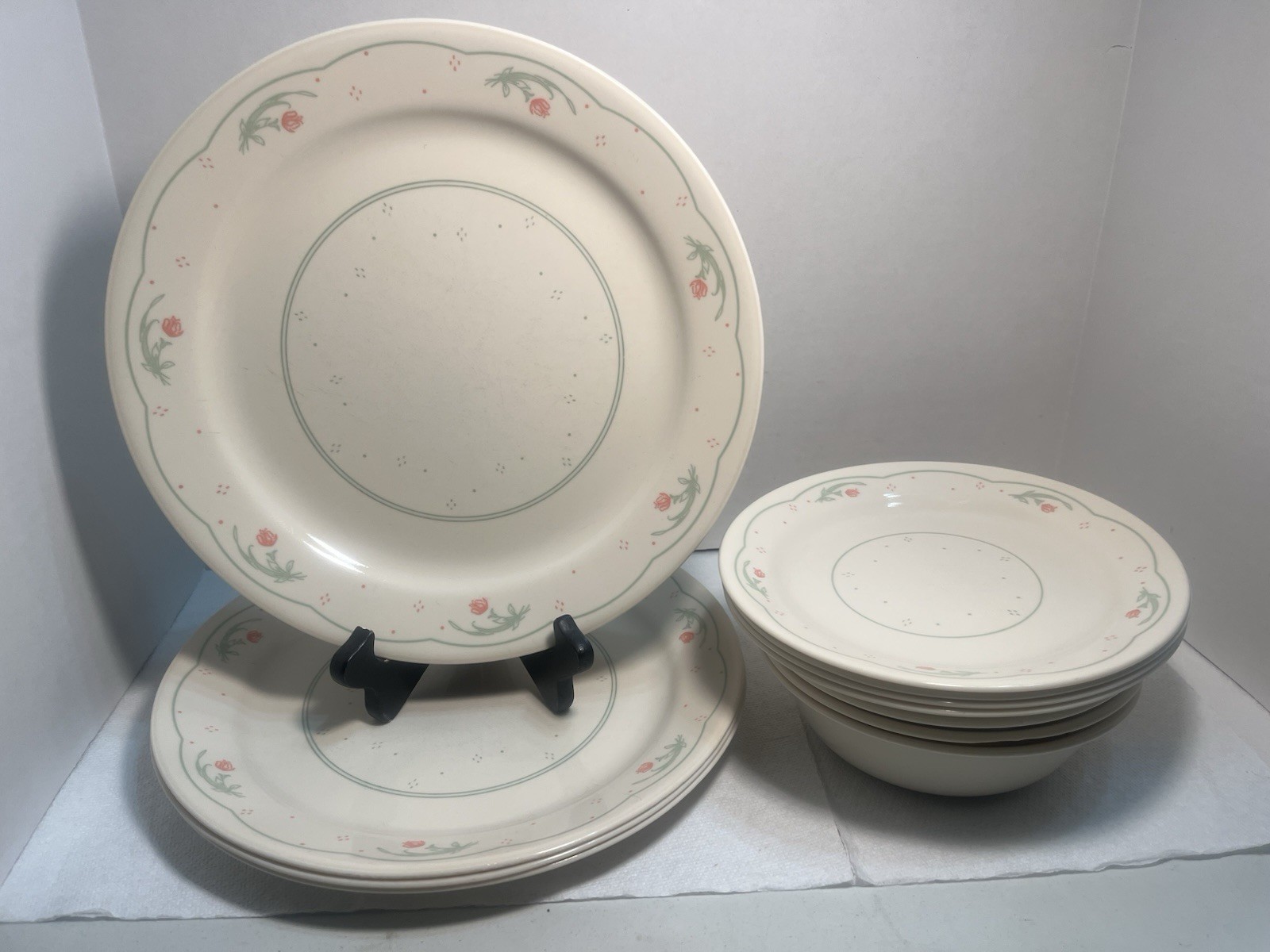 Corning Corelle Calico Rose Dish Dinner 12 Piece Lot See Description 3412