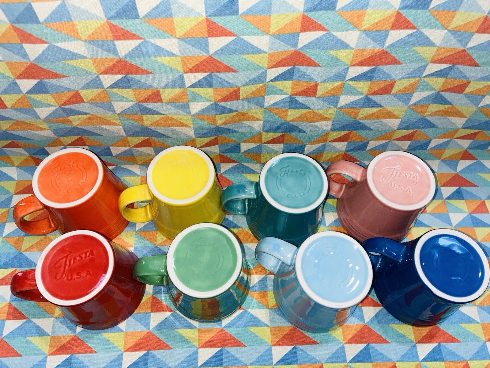 NEW bright set of 8 FIESTA TAPERED MUGS 15 oz FIESTAWARE Free Shipping