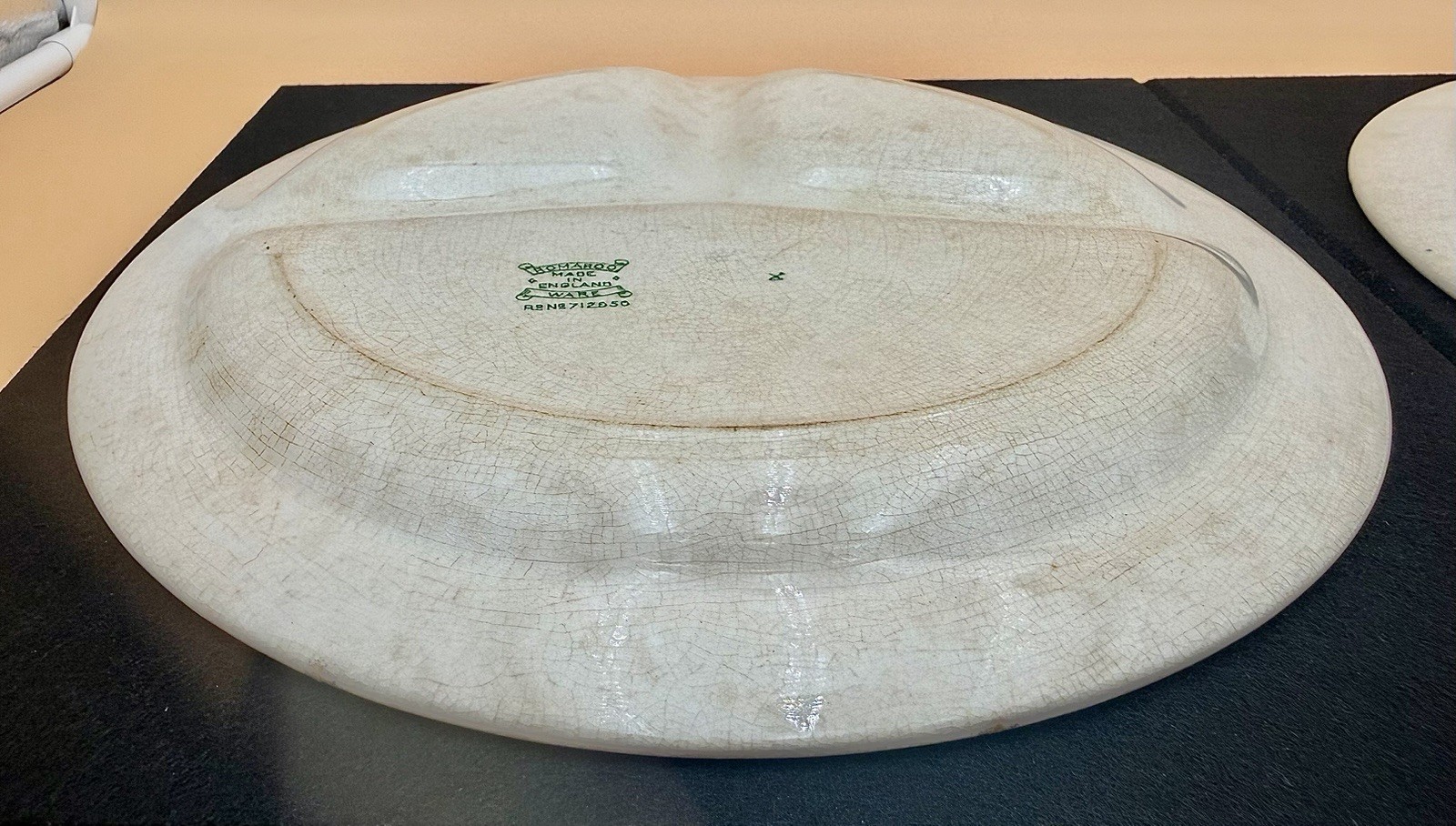 Vintage Romarco Ware Green Willow Divided Grill Plate 1950’s England (4 Pcs)