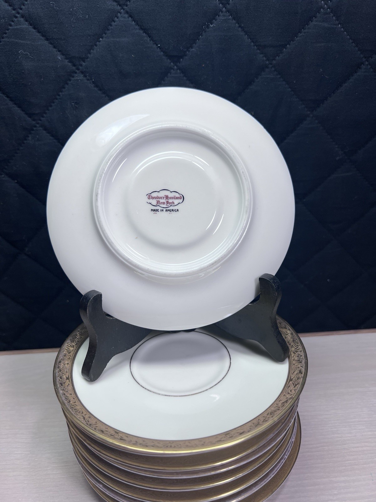 Theodore Haviland New York USA Madison Salad Plates Gold Trim Vlntage Lot of 20
