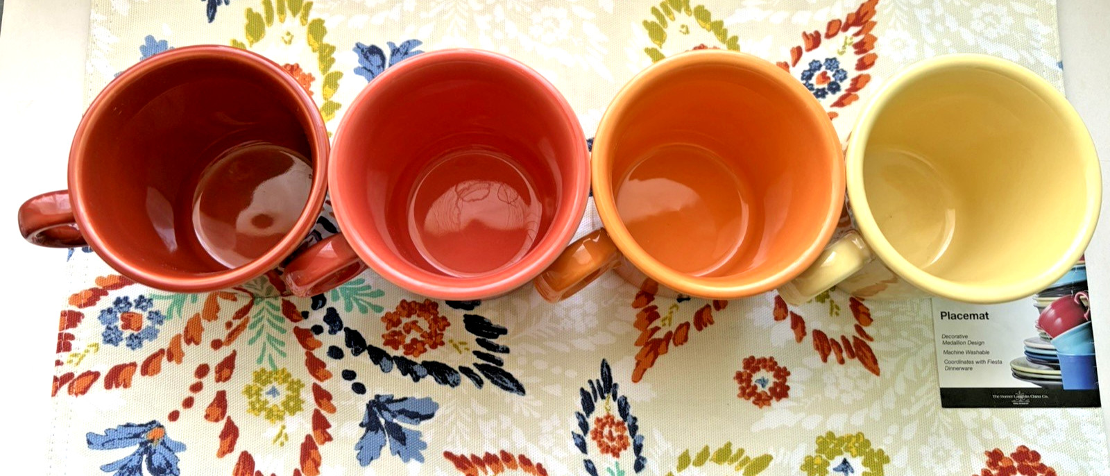 Fiesta Coffee Mugs – Ring Handle – Mixed Color Lot of 4 – HLC Fiestaware