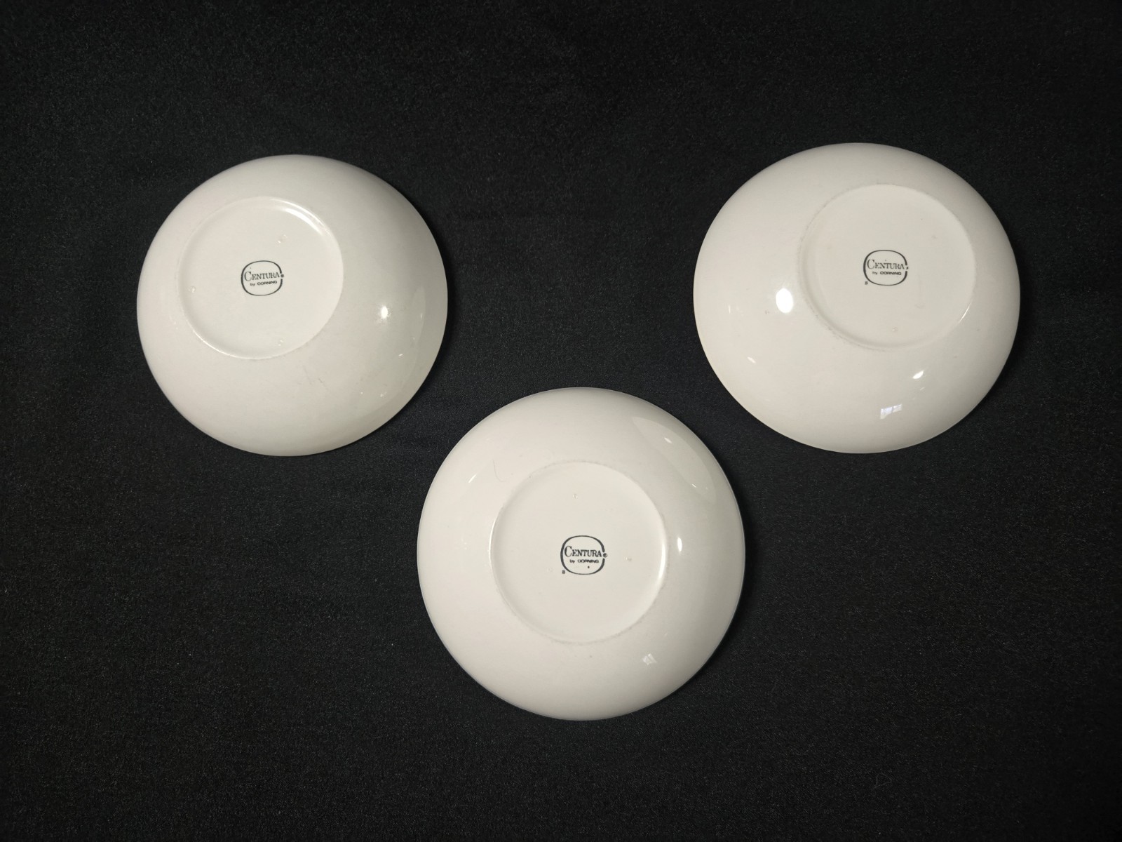 VTG Centura by Corning Set of 3 White Coupe Fruit Dessert Sauce 5 1/4″ Bowls