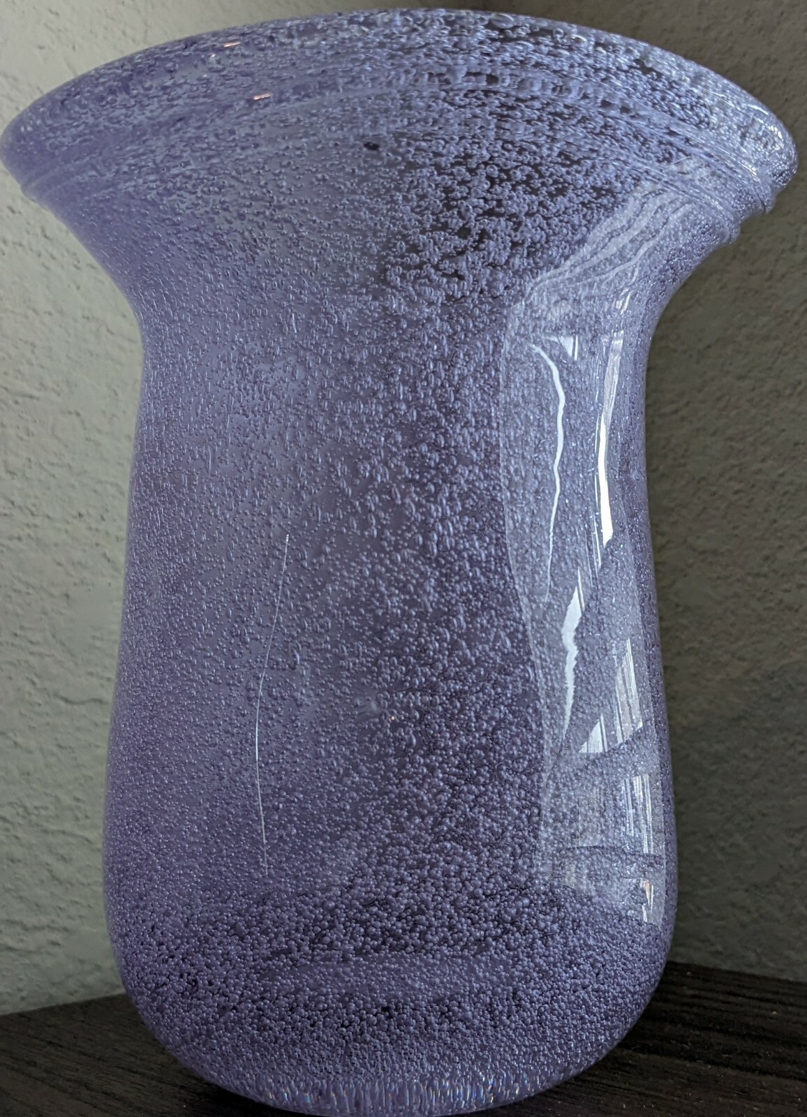 Hand Blown 5.5″” Alexandrite Bubble Glass Vase Pinched Sides Flared Threaded Rim