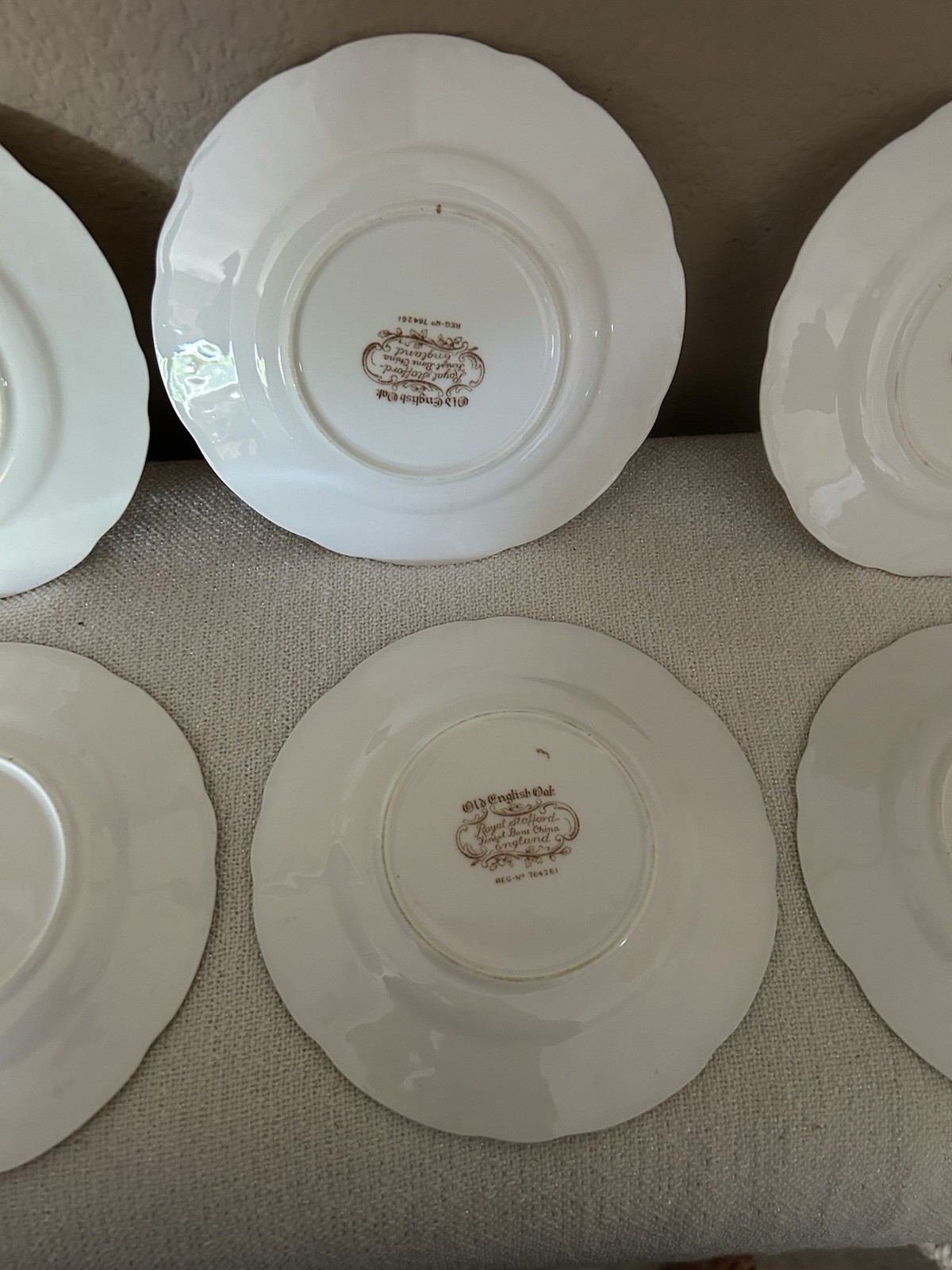 Set of 6 Royal Stafford ‘Old English Oak Gold’ 6-1/2” Bread Plates-#764261
