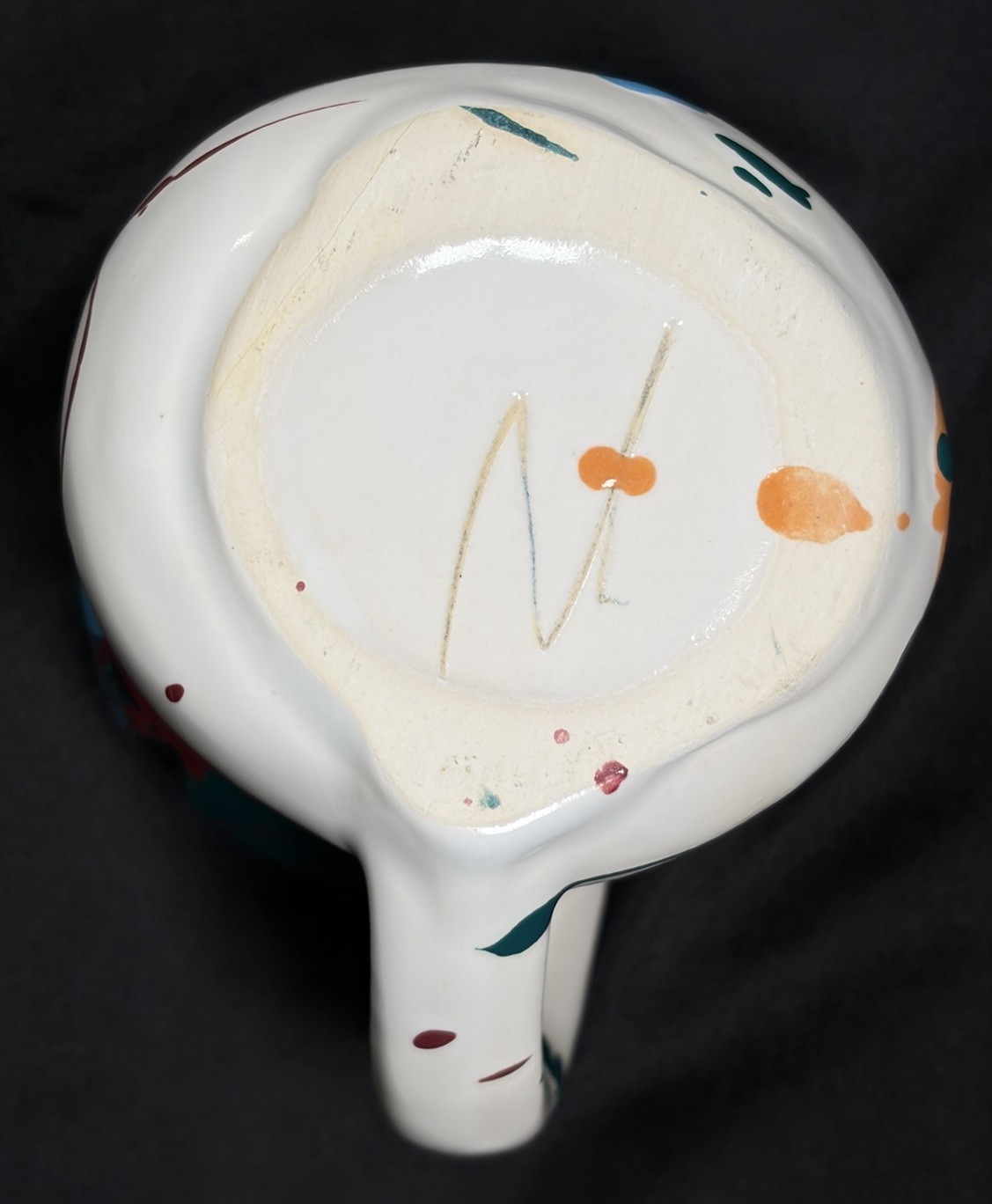 RARE CHARLES NALLE Studio Art Pottery Mug ABSTRACT Contemporary Splatter Multi