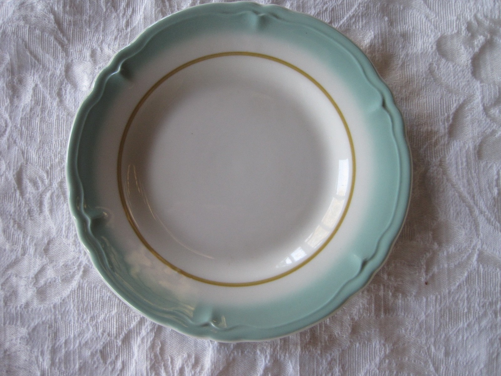 SHENANGO Airbrush Teal Restaurant Ware – Scalloped Rim – 2 Bread Plates 5 1/4