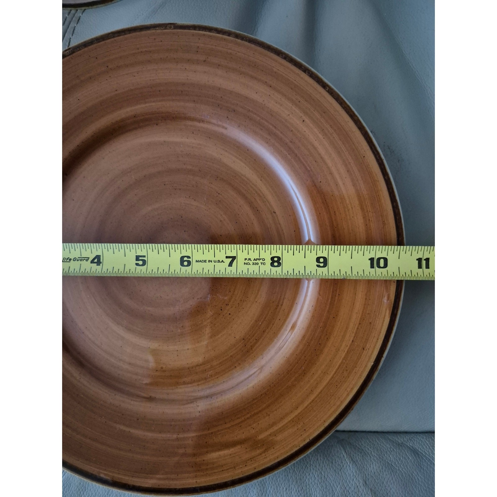 Thomson Pottery Kenya Brown Tan Swirl Dinner Plates Earthenware Set of 3