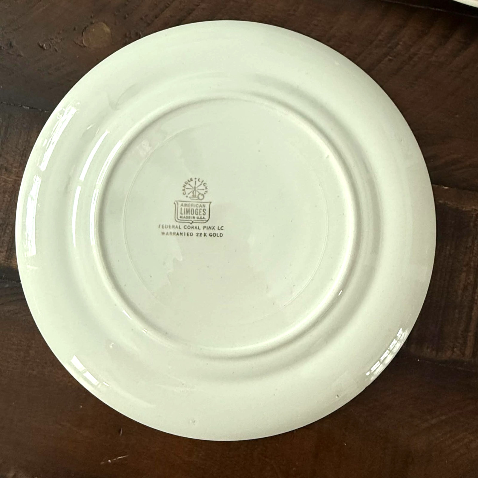 Candle Light American Limoges 22-k Gold Federal Pink Small Dinner Plate Lot Of 3