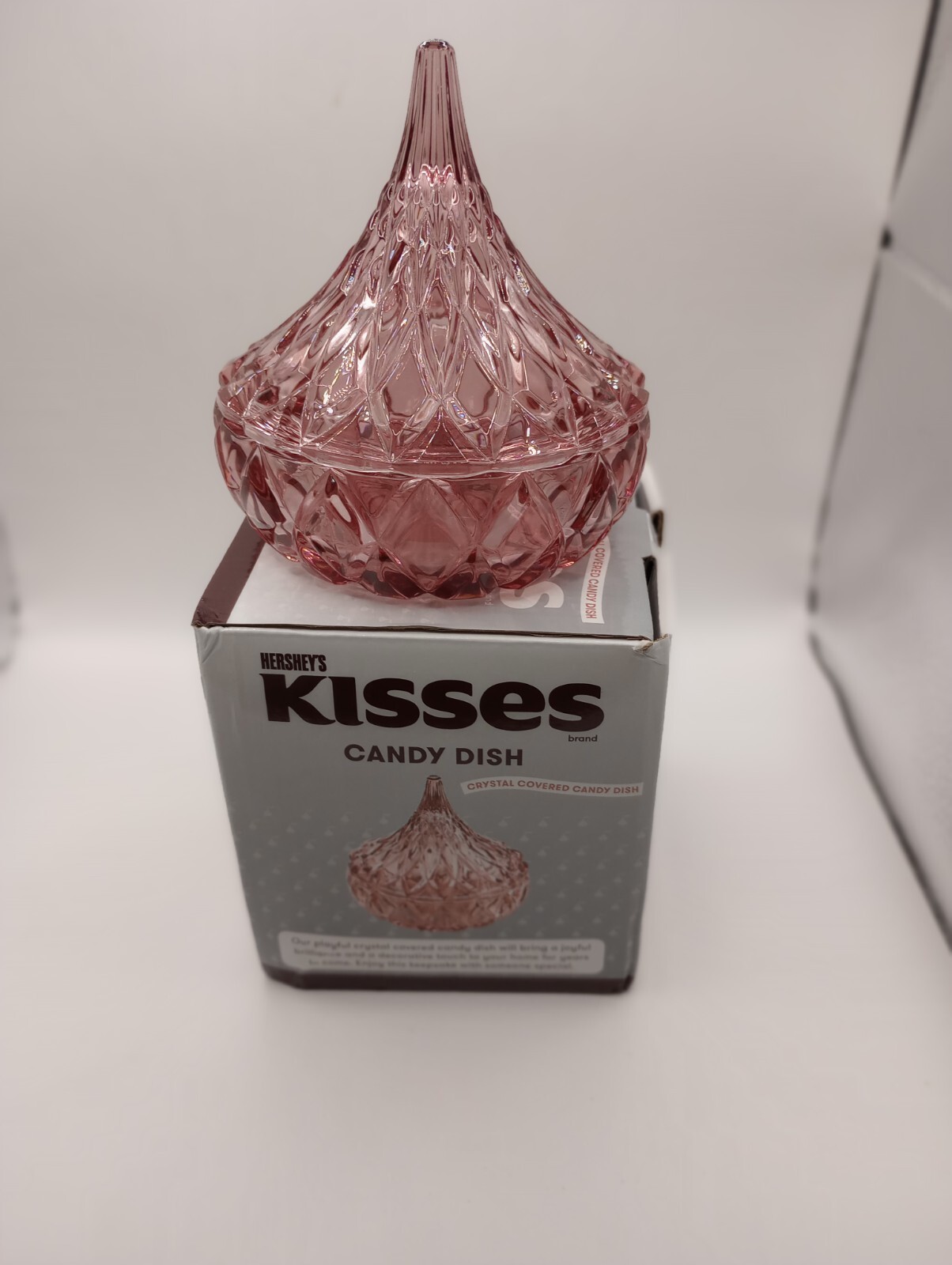 Hershey’s Kiss Pink Crystal Covered Candy Dish Godinger NIB