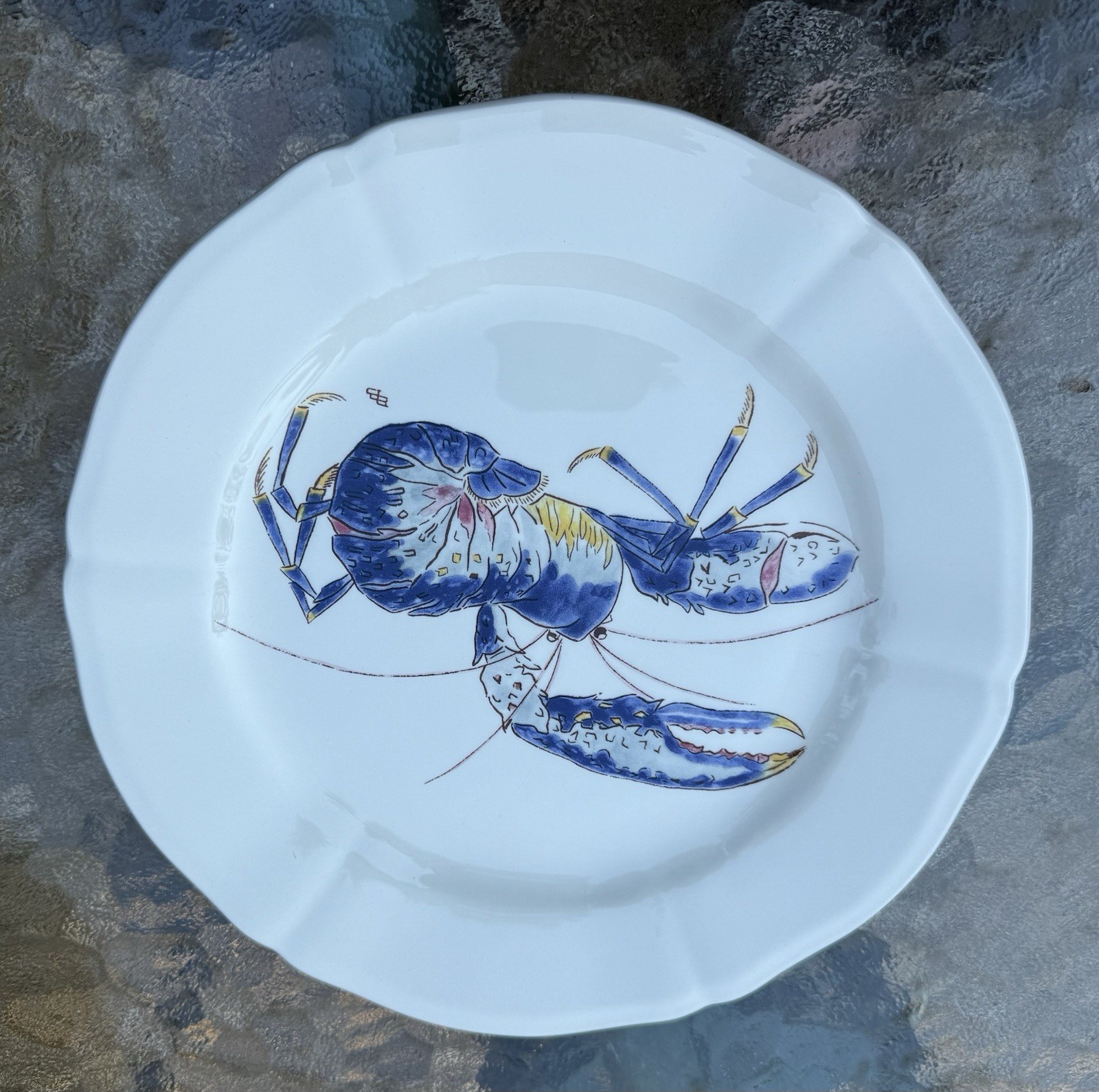 Gien Grands Crustaces 9” Salad Scalloped Plate Set Shellfish France 2015 Set-6