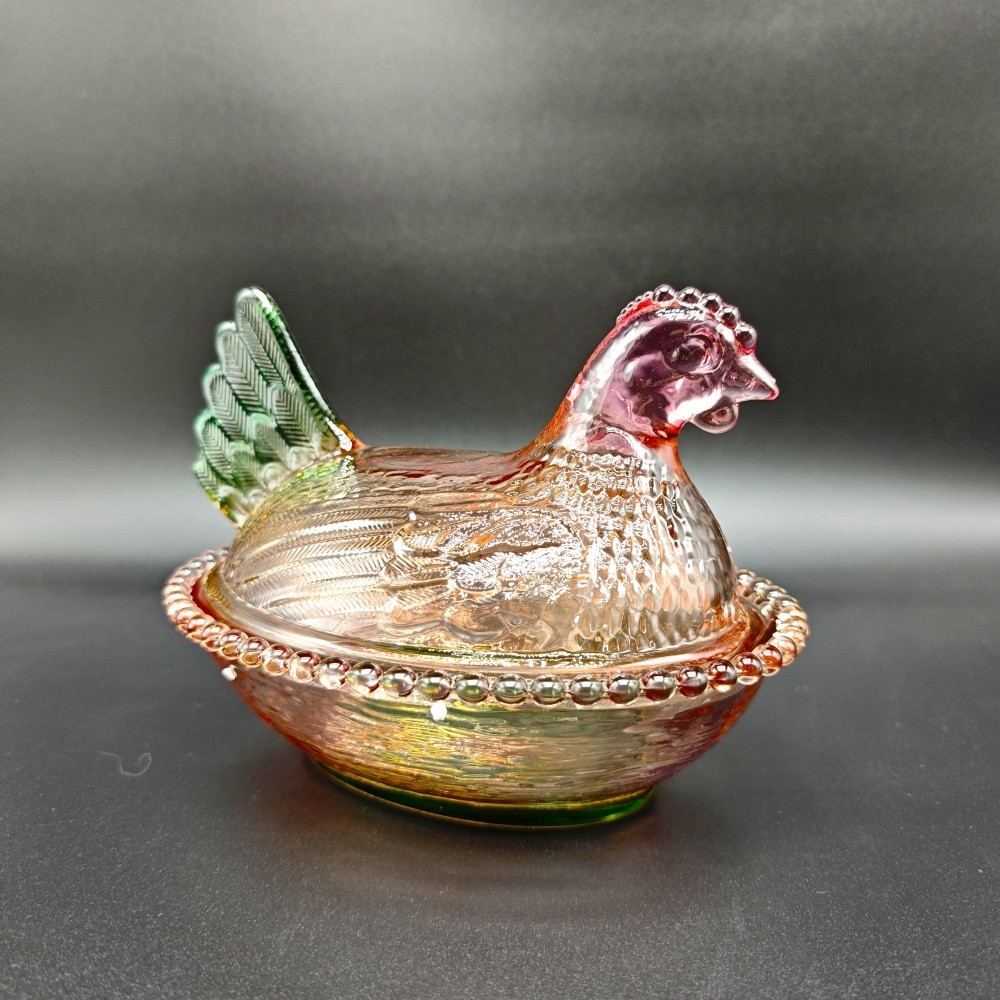 Glass Hen on Nest Candy Dish with Lid | Large Pedestal Unique Candy Bowl for Sna