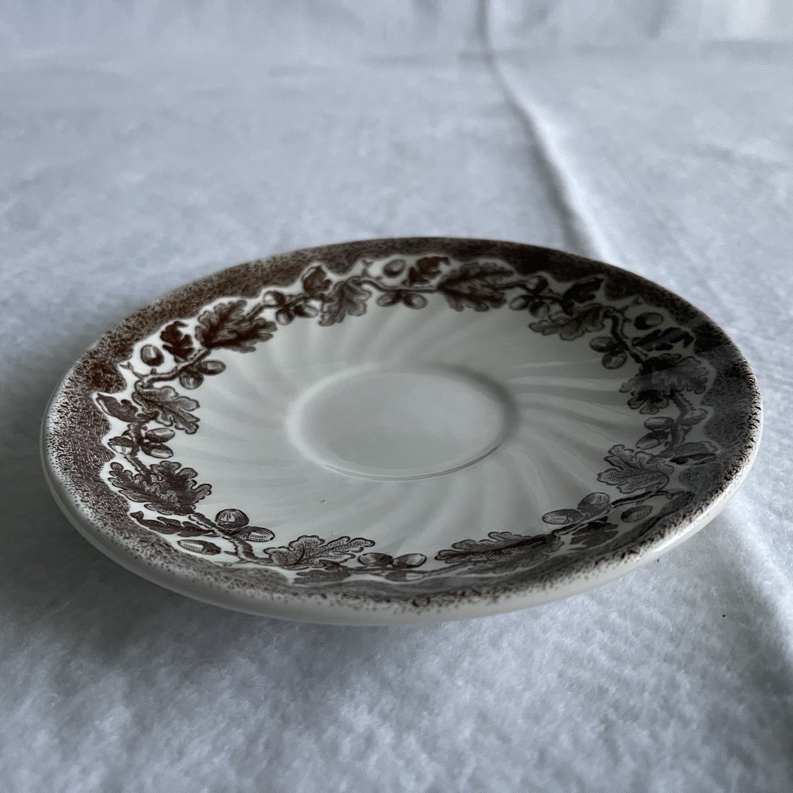 Churchill Country Life Brown Saucer Acorn Oak Leaf Pattern 5.5″ Vintage