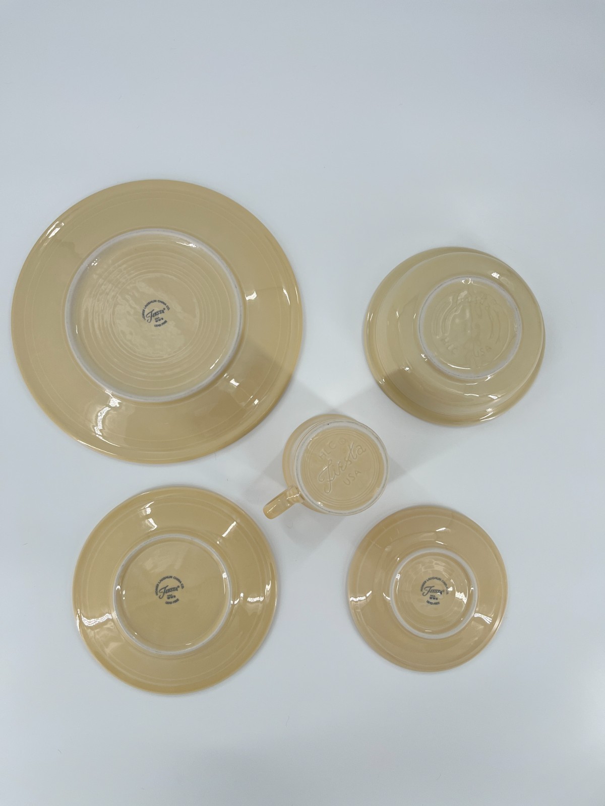 Fiesta Dinnerware 5pc Set Ivory Mug Plate Bowl Saucer Post 86 USA