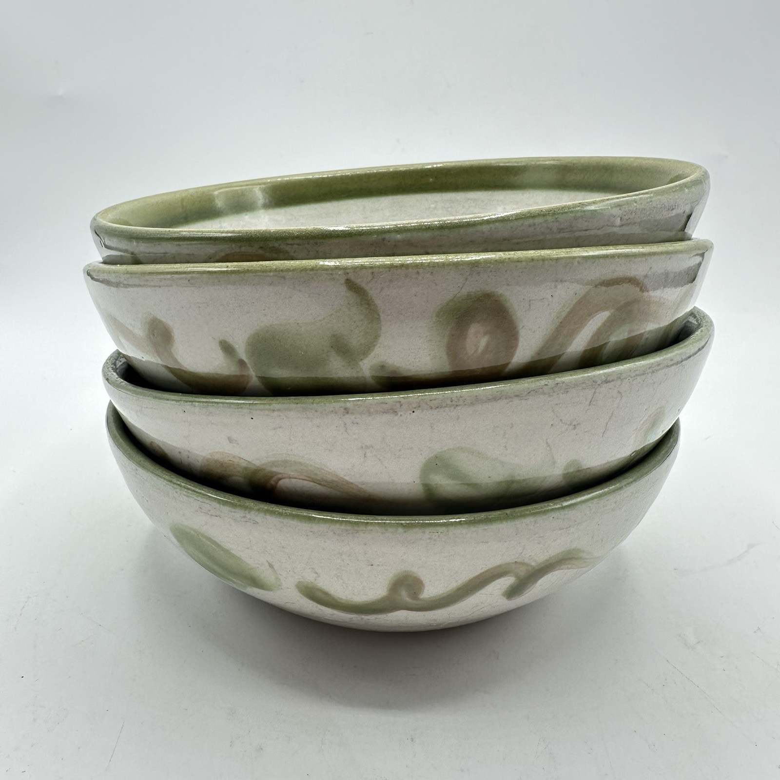 4 Louisville Stoneware Pottery Harvest Pear Soup Cereal 6.5” Bowls SCRATCHED