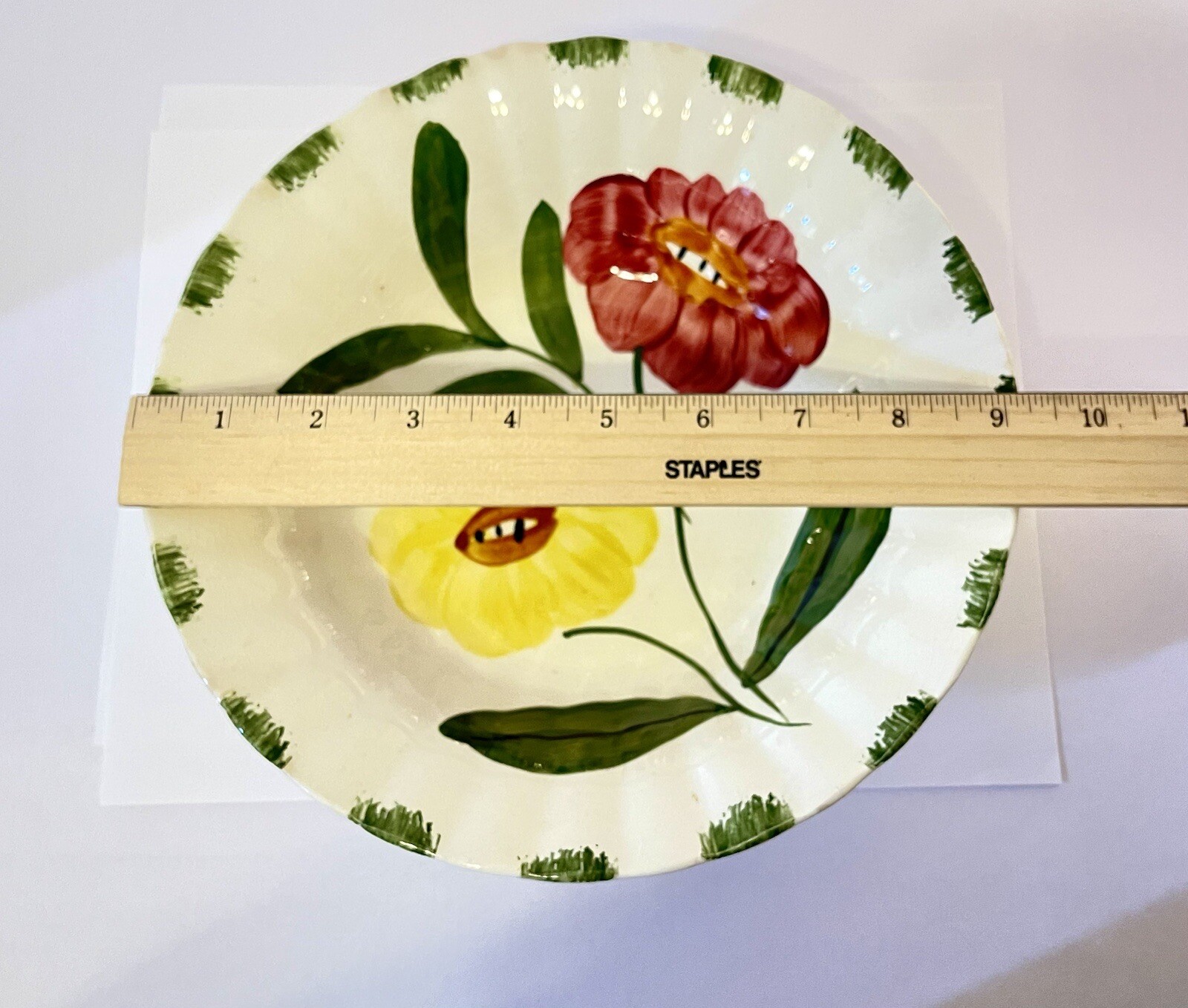 Blue Ridge Southern Pottery Poppy Flowers Vintage Serving Bowl Hand Painted 9″
