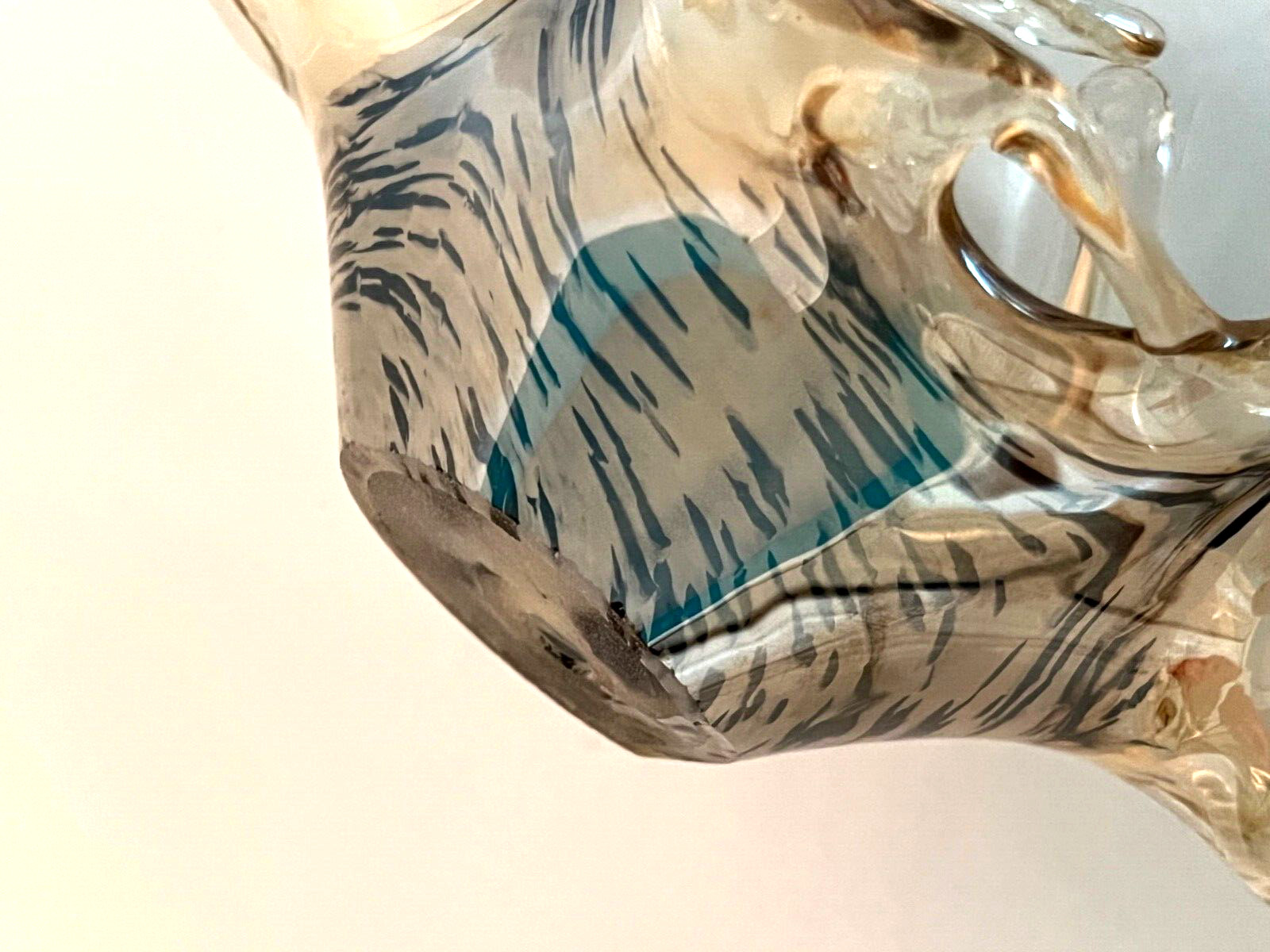 Finger Art Glass Small Bowl Light Neutral Gold Black Spots Swirl 6″ x 5″ Candy