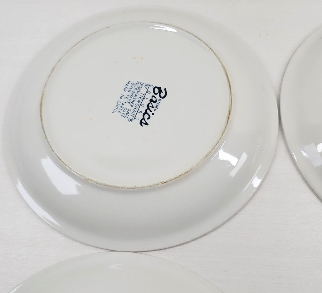 4 Tienshan Kitchen Basics Cobalt Green Dinner Plate Set Table Dining Dishes Lot