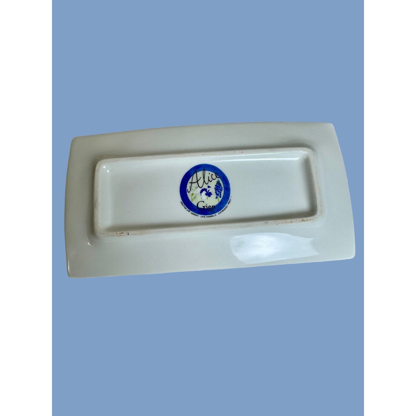 Alice Gien France Ceramic Trinket Tray Floral Botanical 7.5×4 Vintage