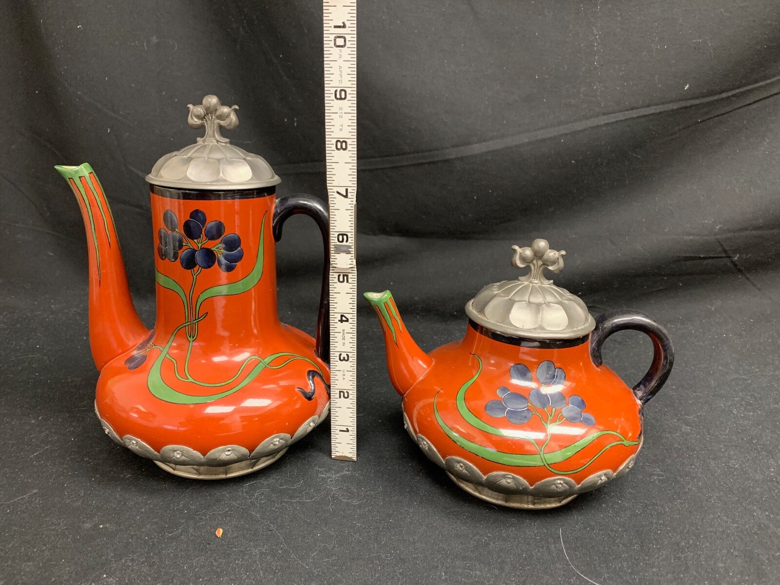 Orivit Four Piece 1900’s Mettlach Coffee and Tea Set w/ Tray