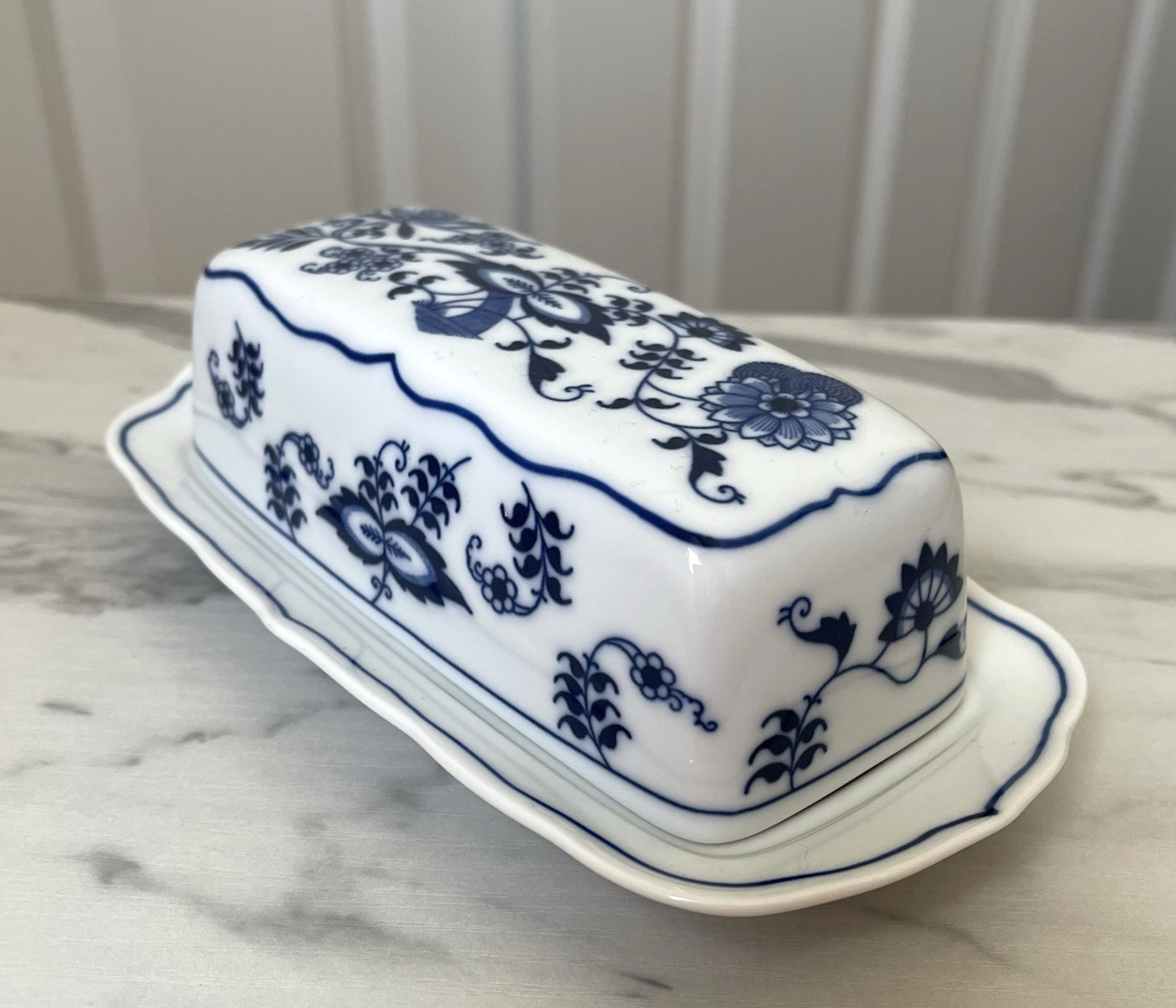 Vintage Blue Danube Covered Butter Dish 2 Pieces Japan Banner Mark