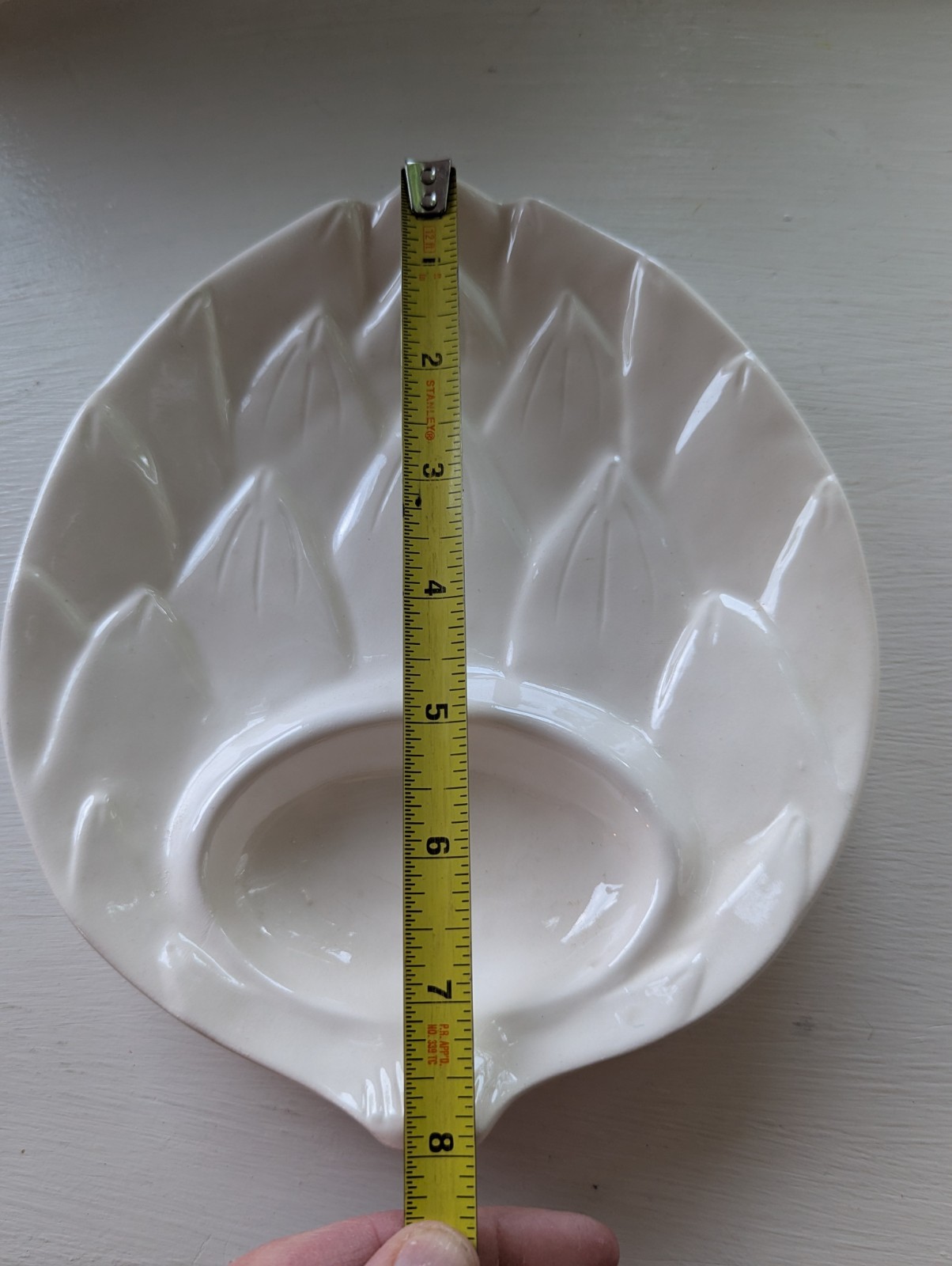 Set of 4 White Artichoke Shaped Appetizer Divided Plate Dish Vintage Japan