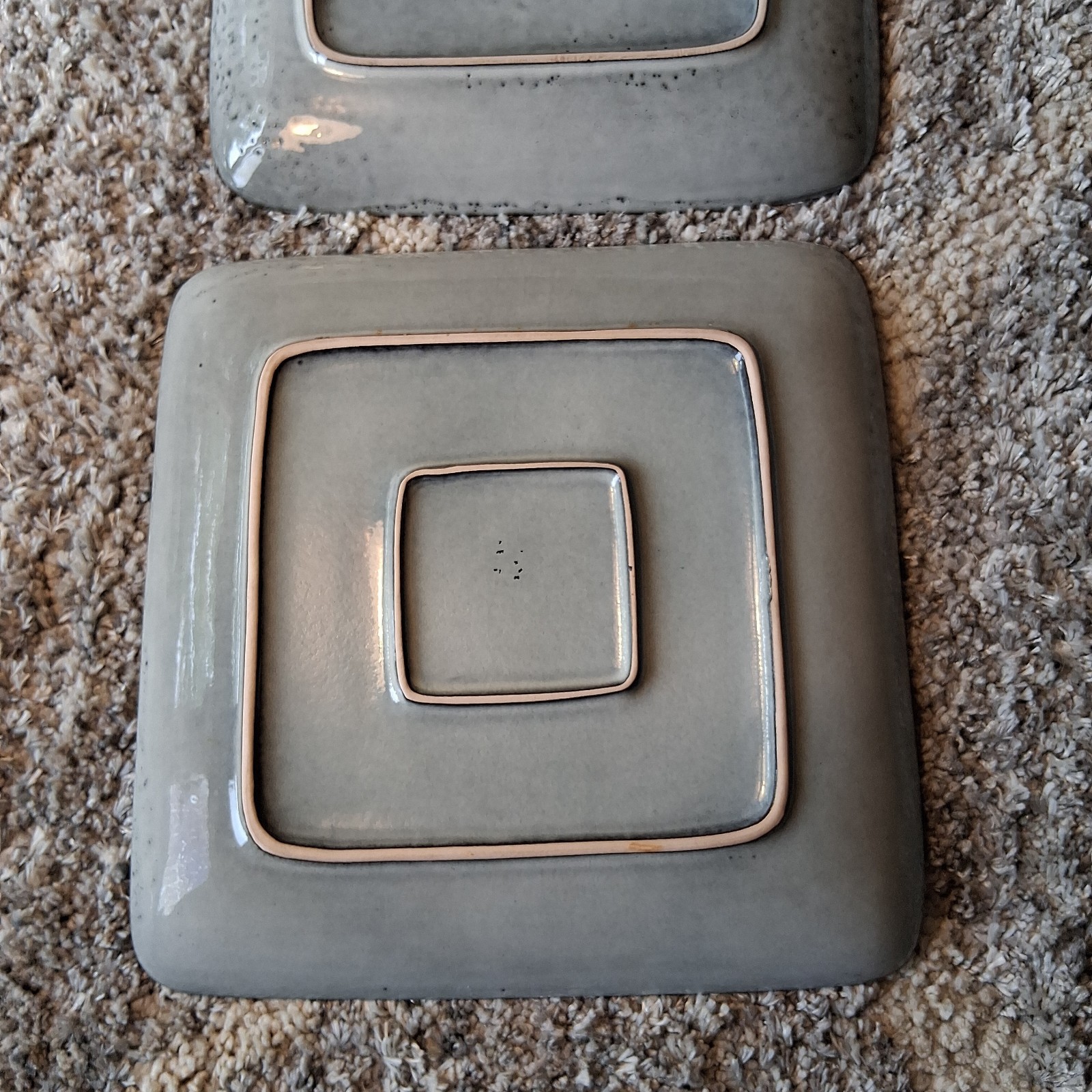 Project 62 Solene Blue-Gray Stoneware Set Of 2 Square Dinner Plates 10 3/8”
