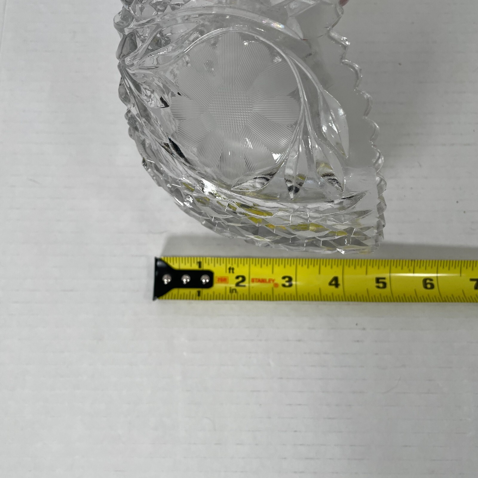 Brilliant Cut Glass Oval Bowl -Floral – 8 in. x 5.75 in. x 4.75 in. Sawtooth Rim