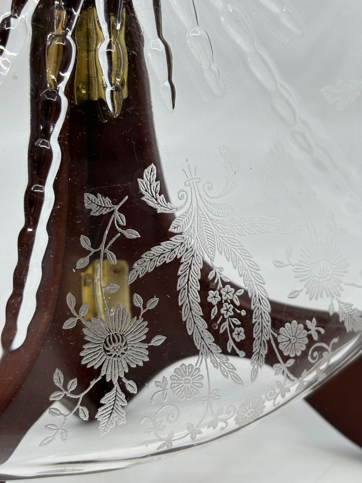 Vintage 1936-39 New Martinsville Radiance Etched Glass Prelude Cake Server w Peg