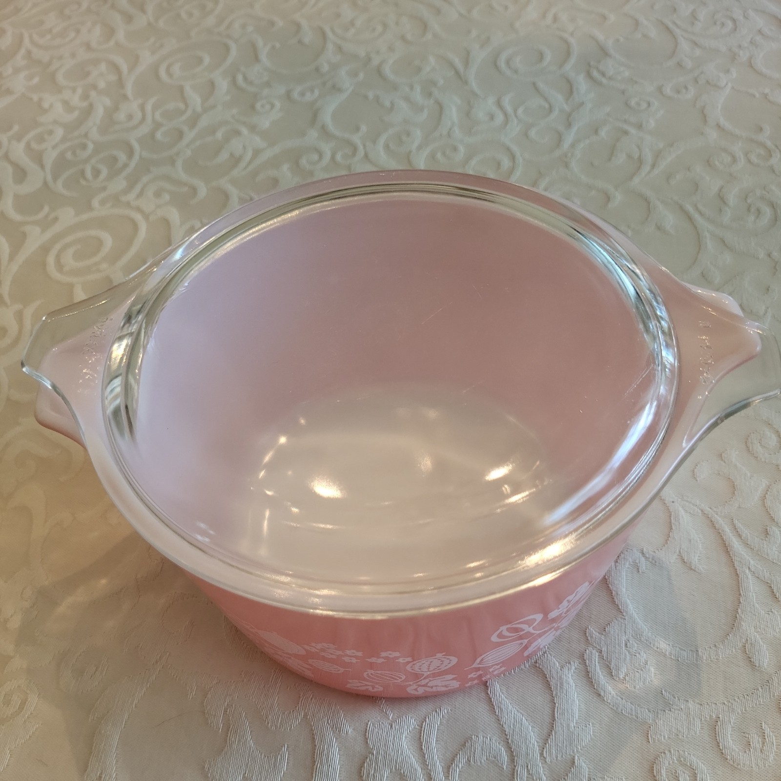 Pyrex Pink Gooseberry 1 QT Casserole Dish 473 w Glass Lid 470 Rare 1950s