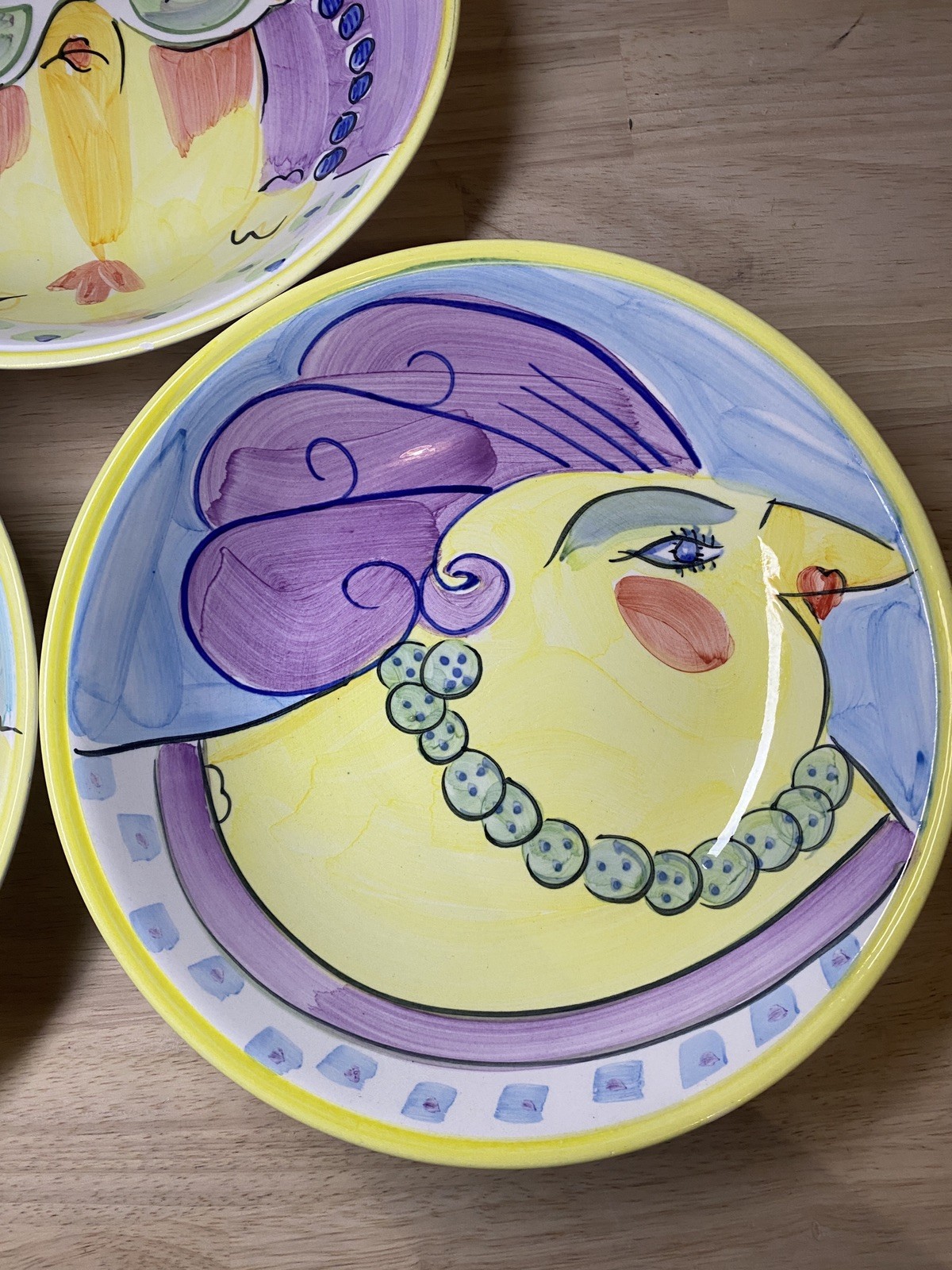 3 VTG Centrum Ceramics “Hen Party” Serving Bowls Painted by Conrad Bell 9.5”