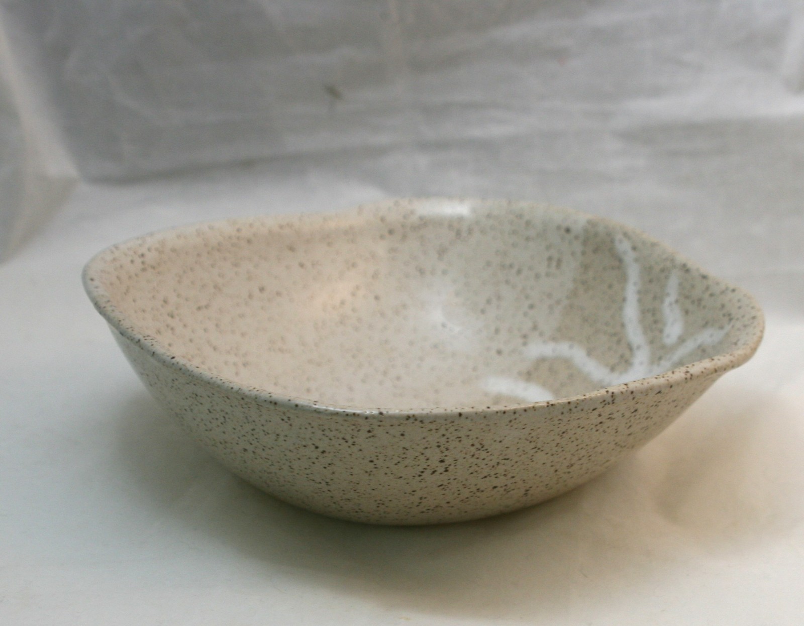 Studio Art Pottery Bowl Asymmetrical Square Abstract Speckled Stoneware Signed