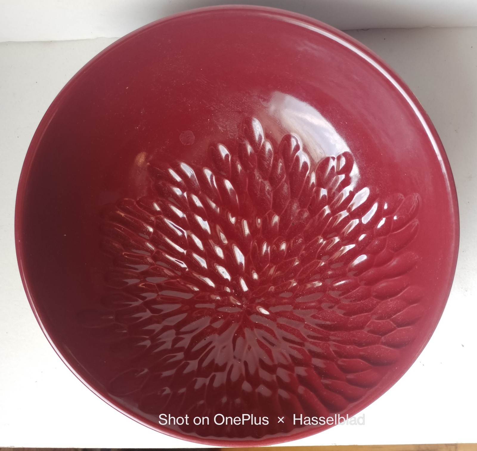Rookwood Pottery Emilia 9 in. Dimpled Red Serving Bowl.