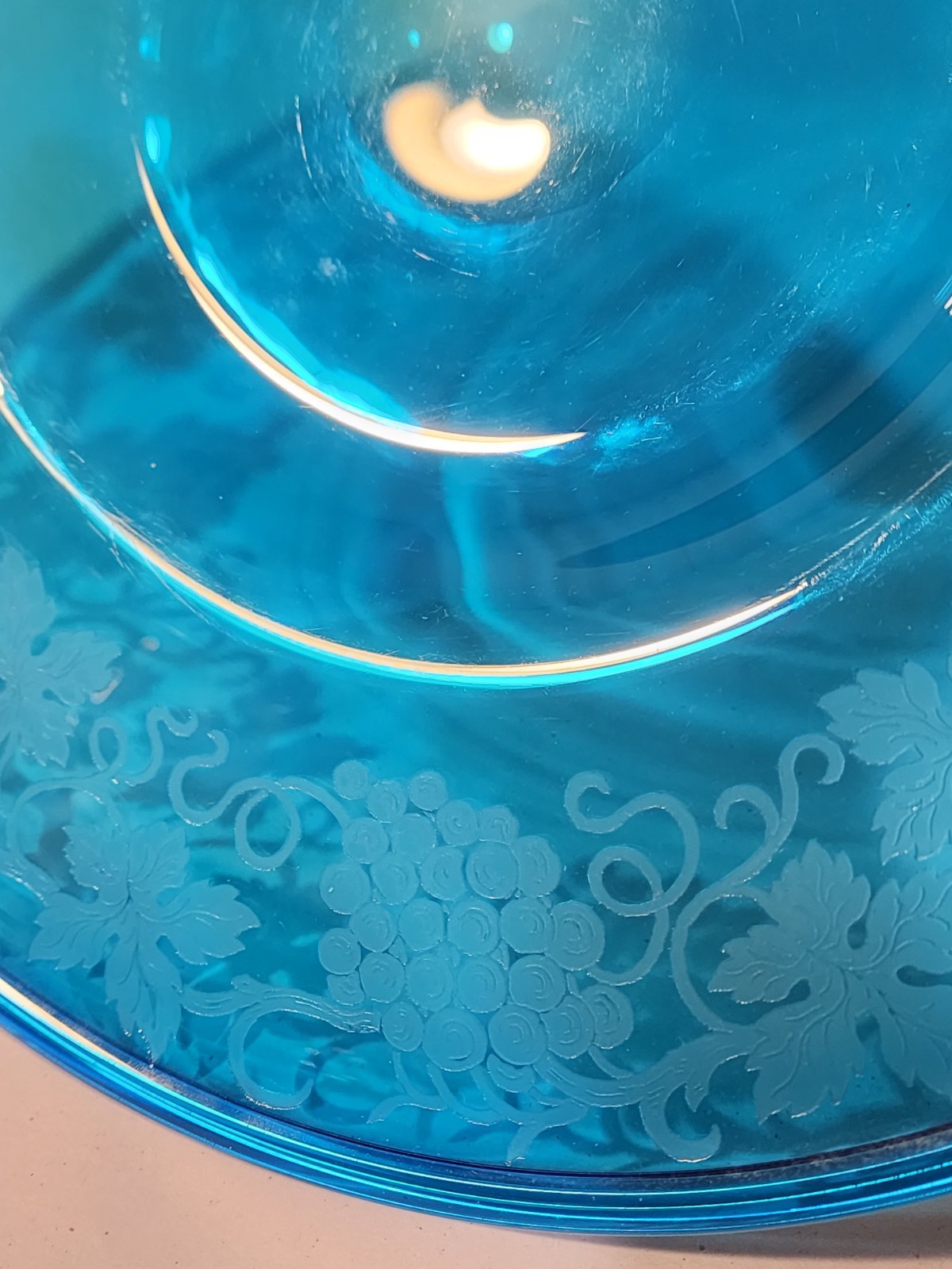 Sinclaire Steuben Engraved CELESTE BLUE 16″ Glass Plate Possible Shape 2906