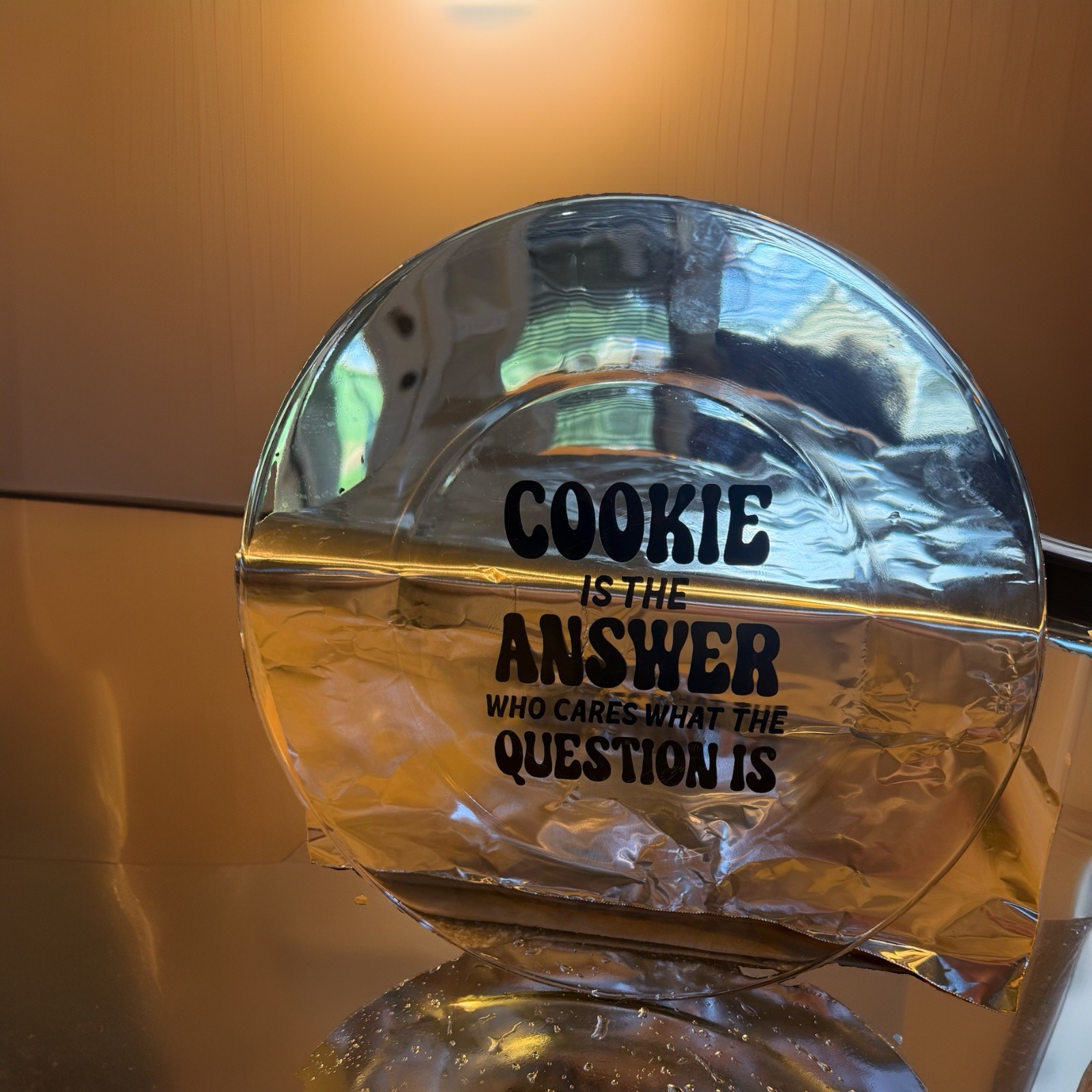 Funny “COOKIE IS THE ANSWER” Clear Glass Dessert Plate 11” Novelty Serving Dish