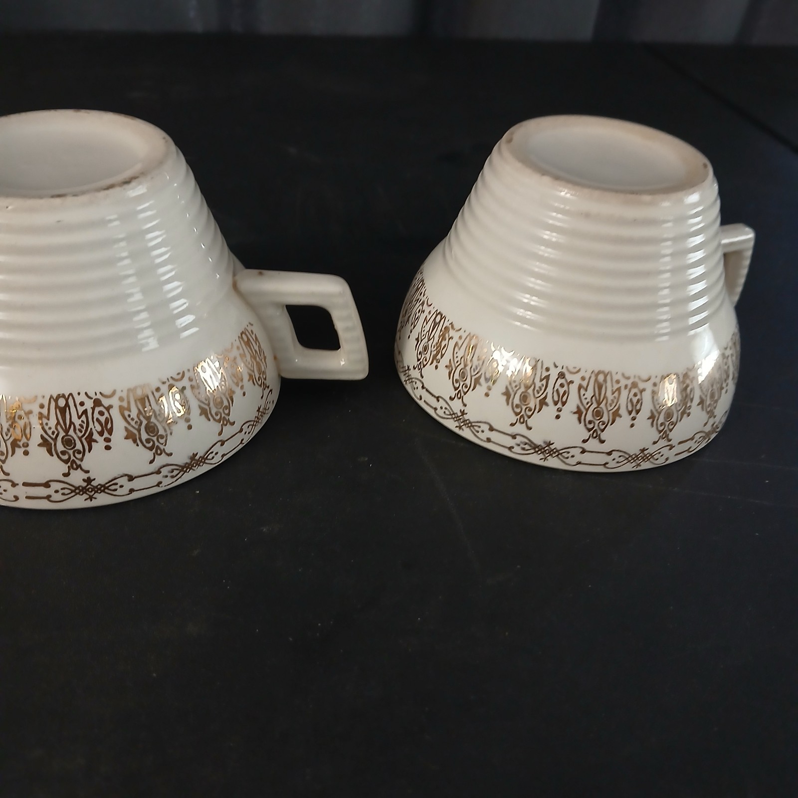 Vintage Triumph American Limoges Teacups set of 2 Norway Gold Floral